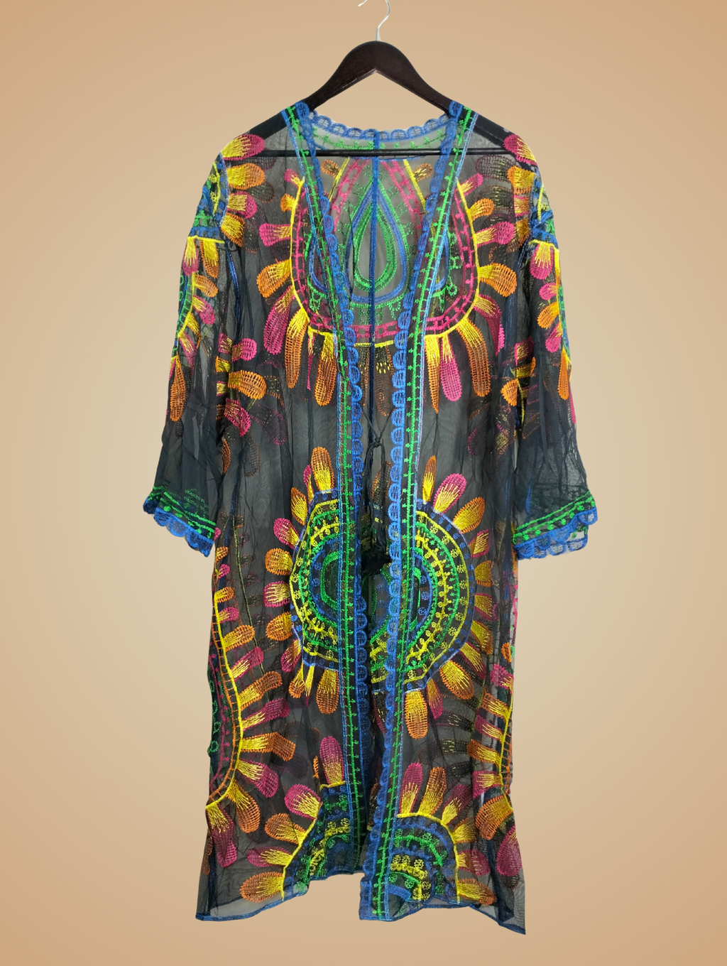 Salida de playa con bordado de girasol