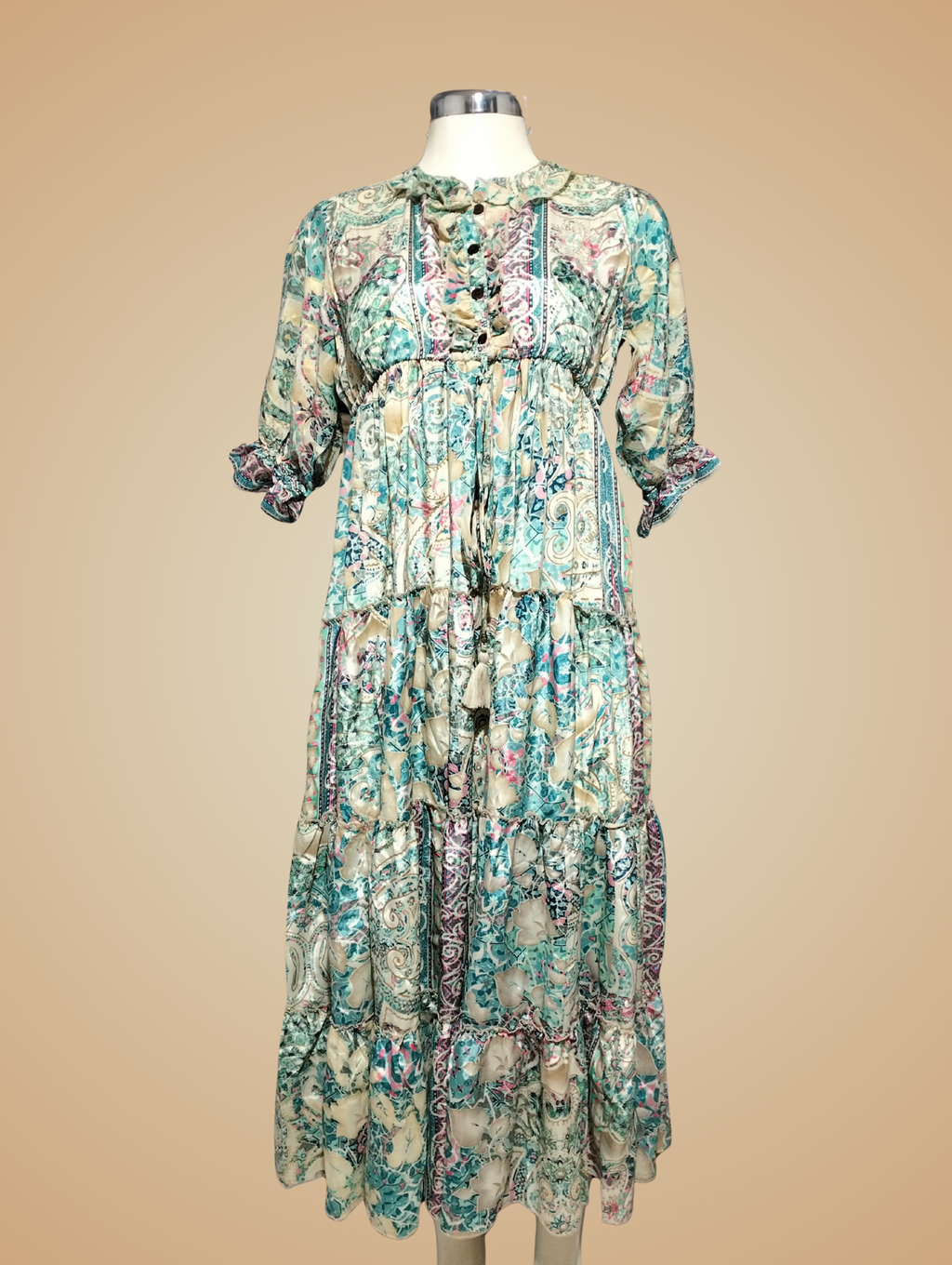 Vestido largo con manga 3/4