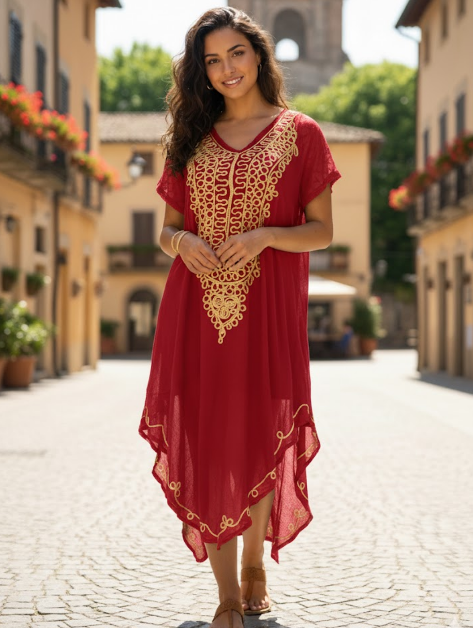 vestidos con estilo de cuello hilo dorado