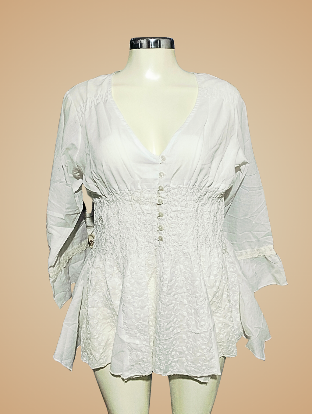 Blusa 'Chikankari' Brillo de la India