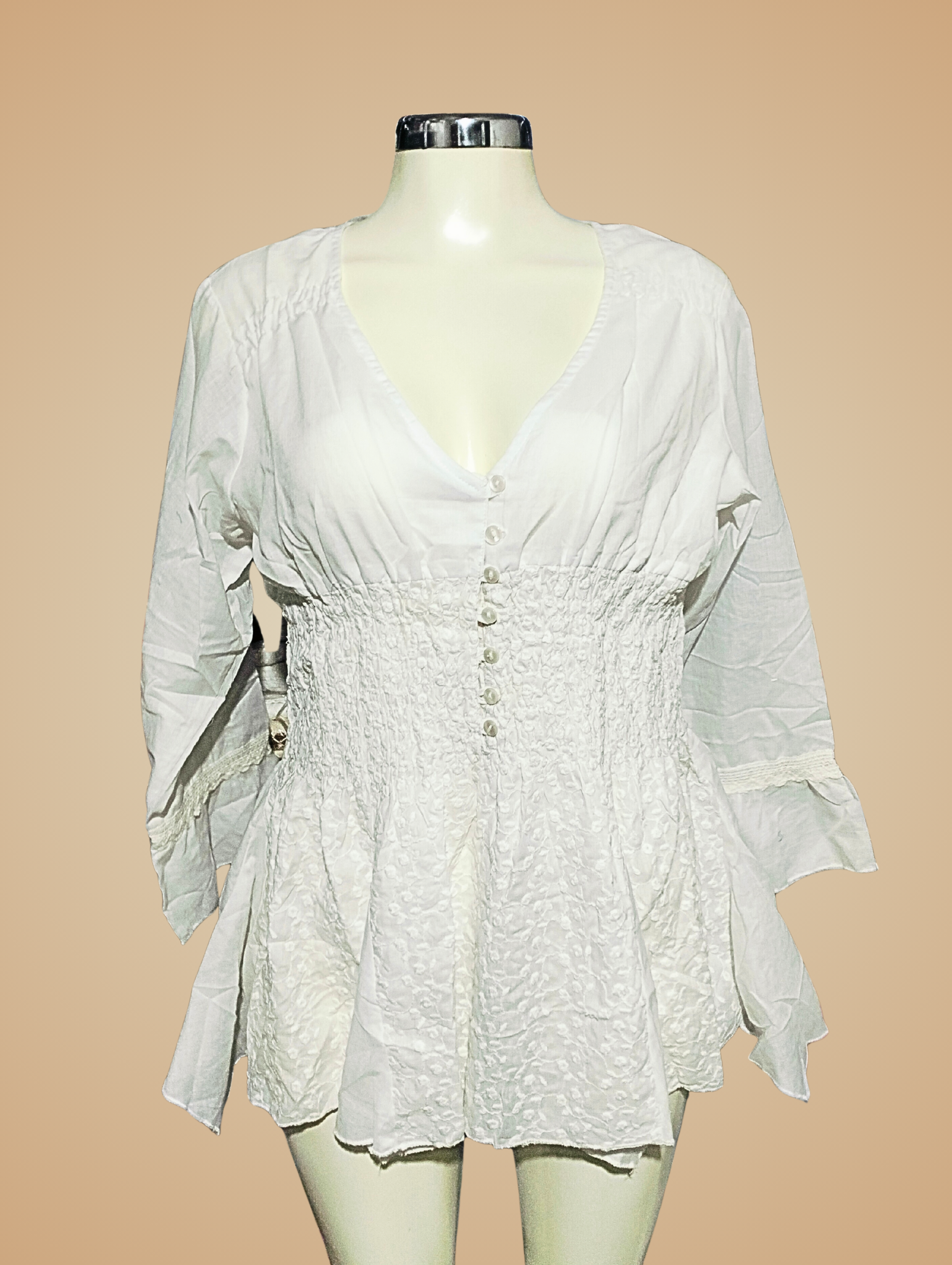 Blusa 'Chikankari' Brillo de la India