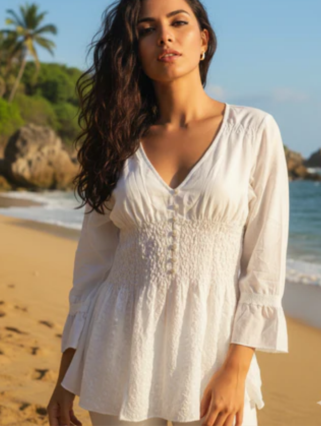 Blusa 'Chikankari' Brillo de la India