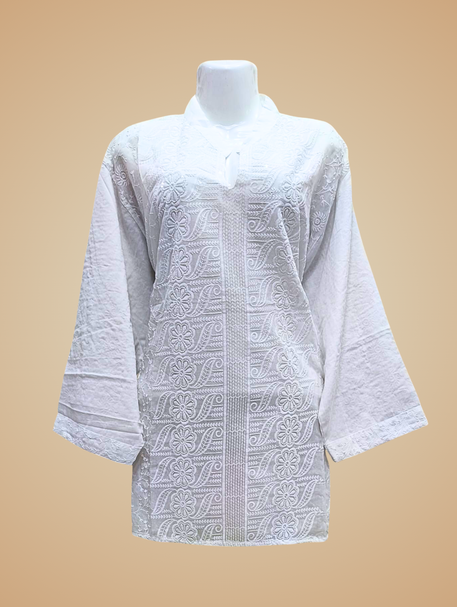 Blusas manga larga todo bordado en fronte