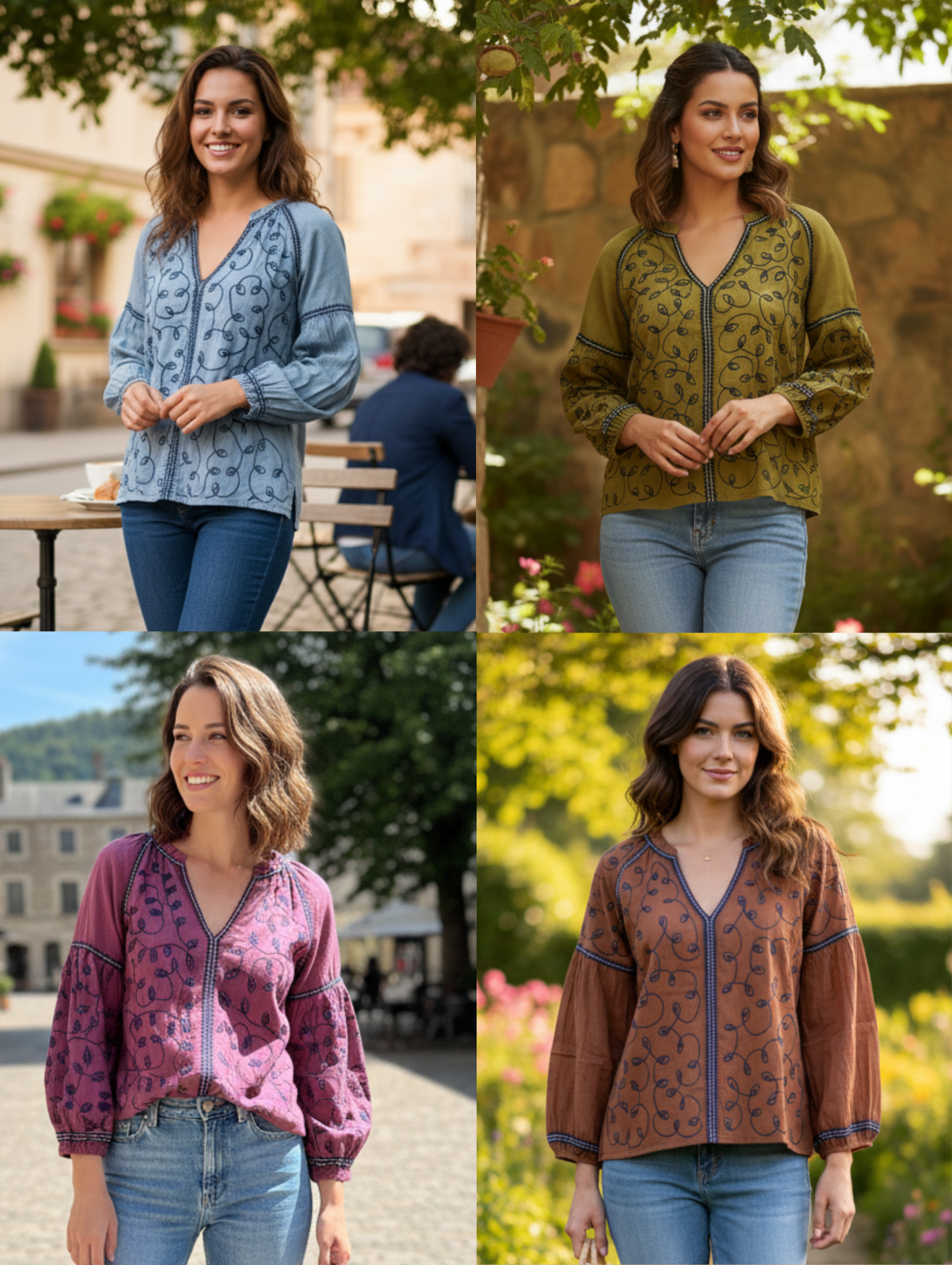 Blusa Bordada Estilo Bohemio paquete de 12 PCs