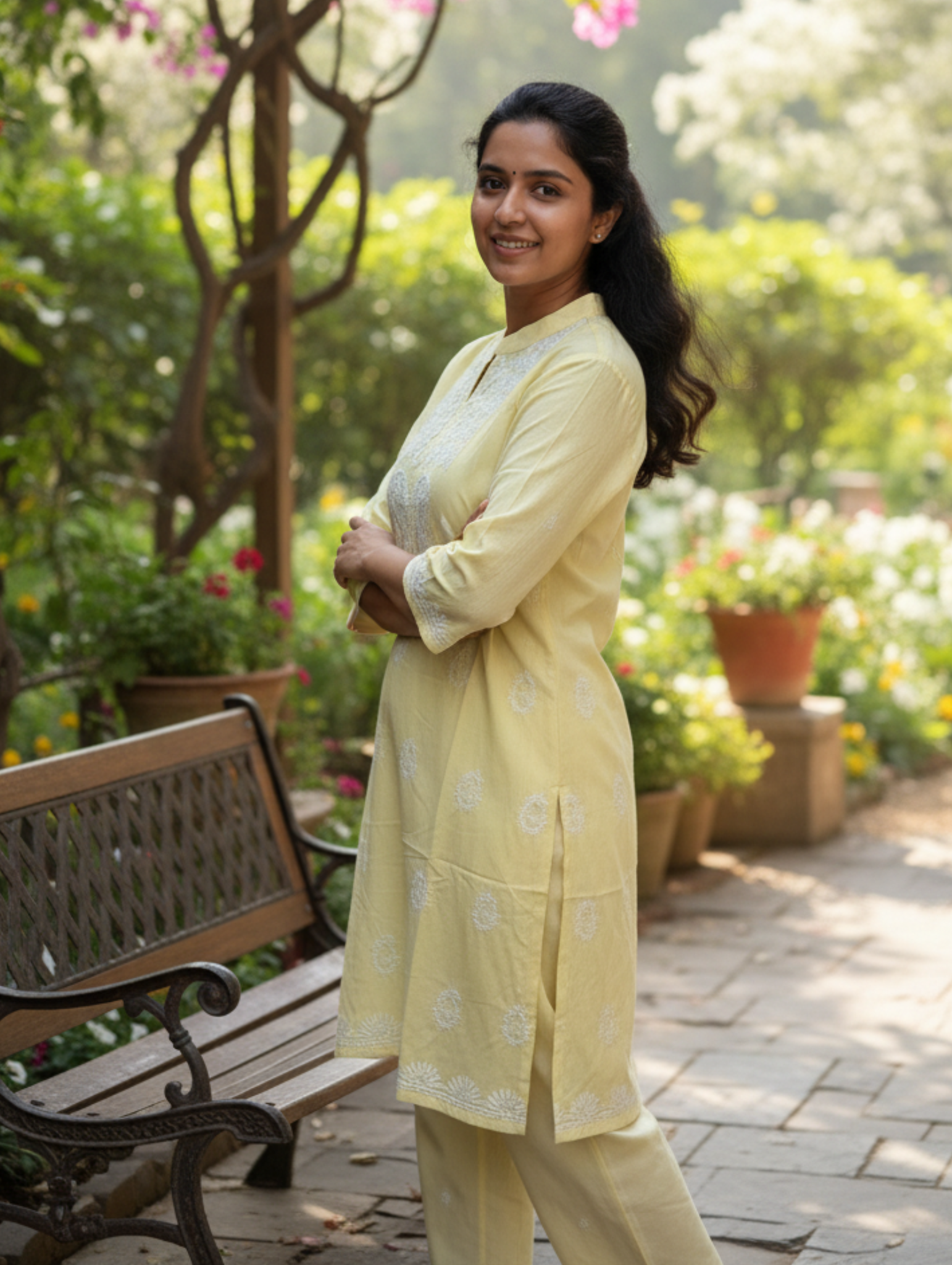 Blusa largo Chikankari para un Estilo Casual y Artesanal