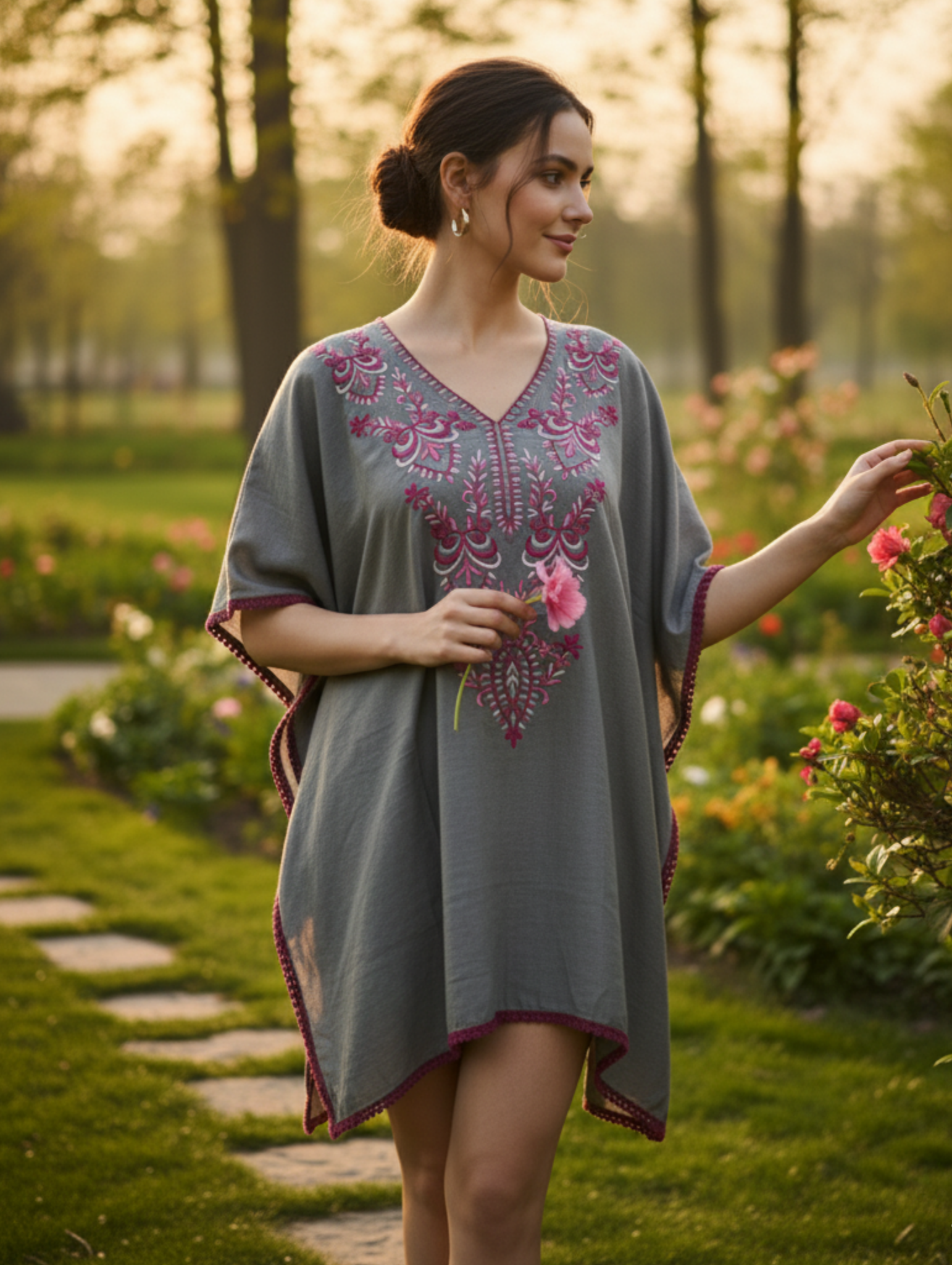 Kaftán Boho Bordado Elegancia Exótica para Días Soleados