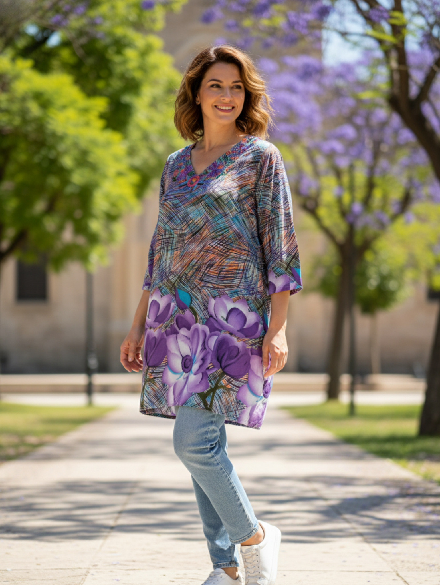Blusa Túnica Estampada con Diseño Floral