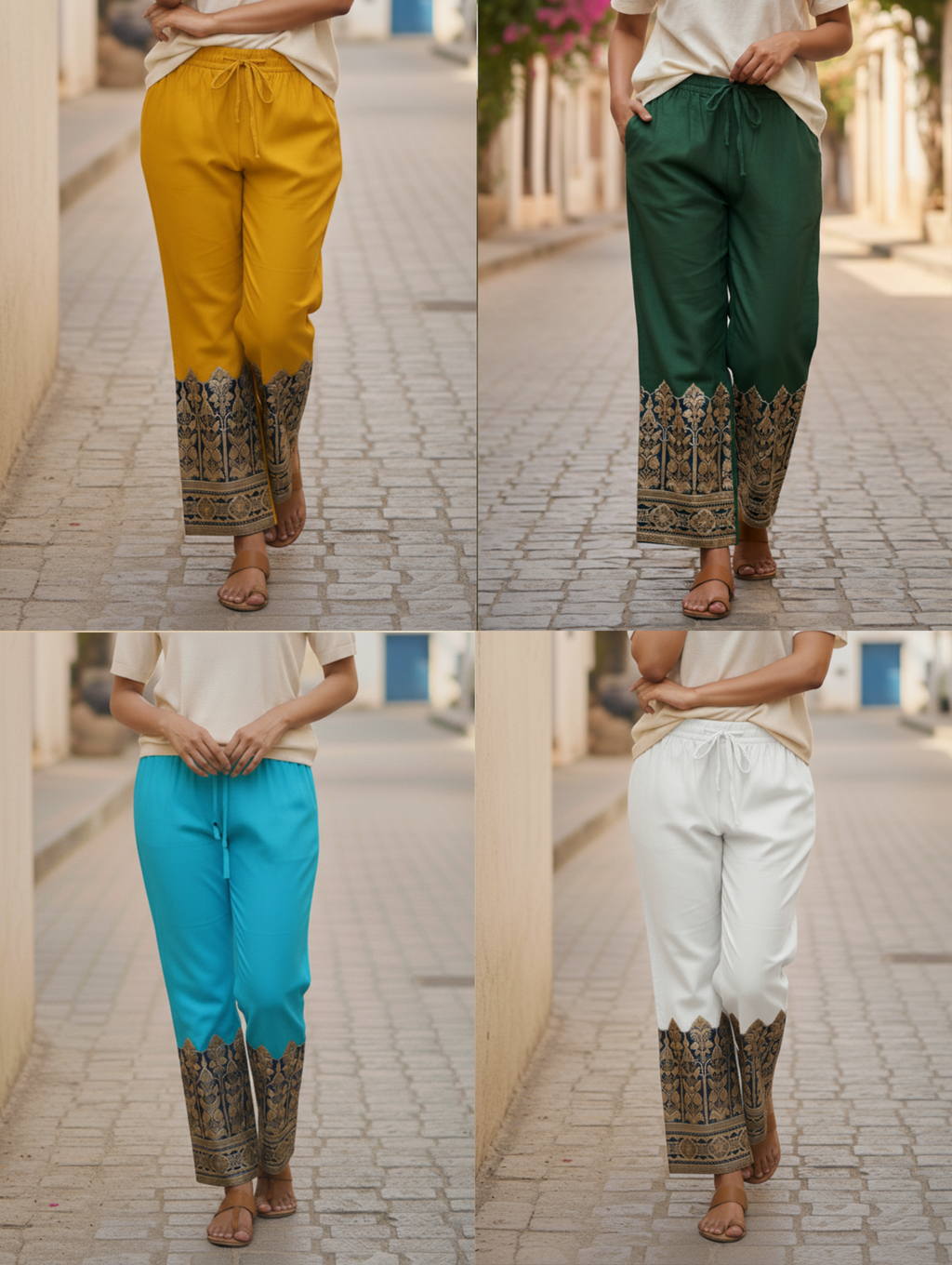 Pantalón Palazzo Étnico Esmeralda paquete de 6 PCs