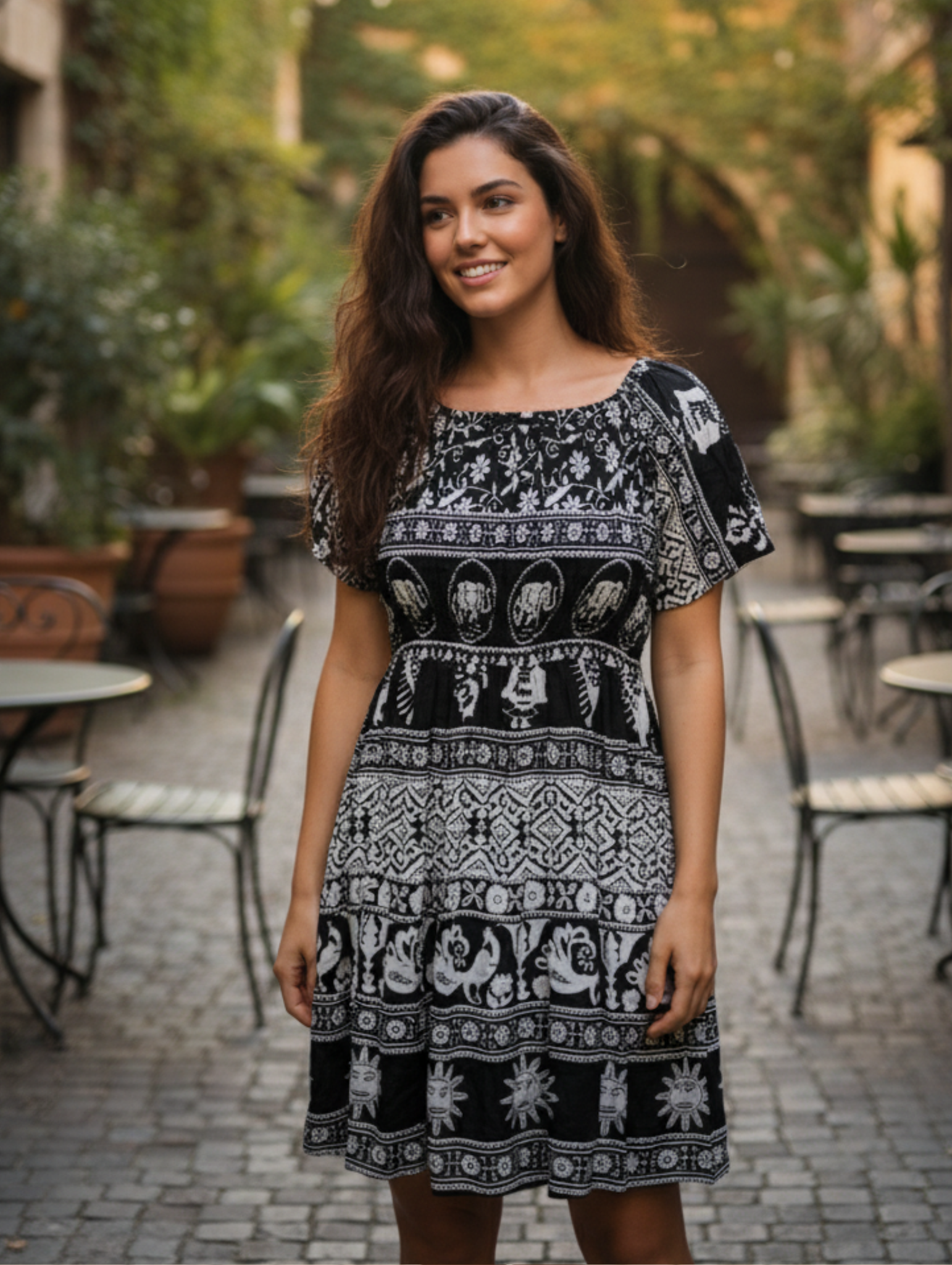 Vestido Crepe Corto Con Manga Corta