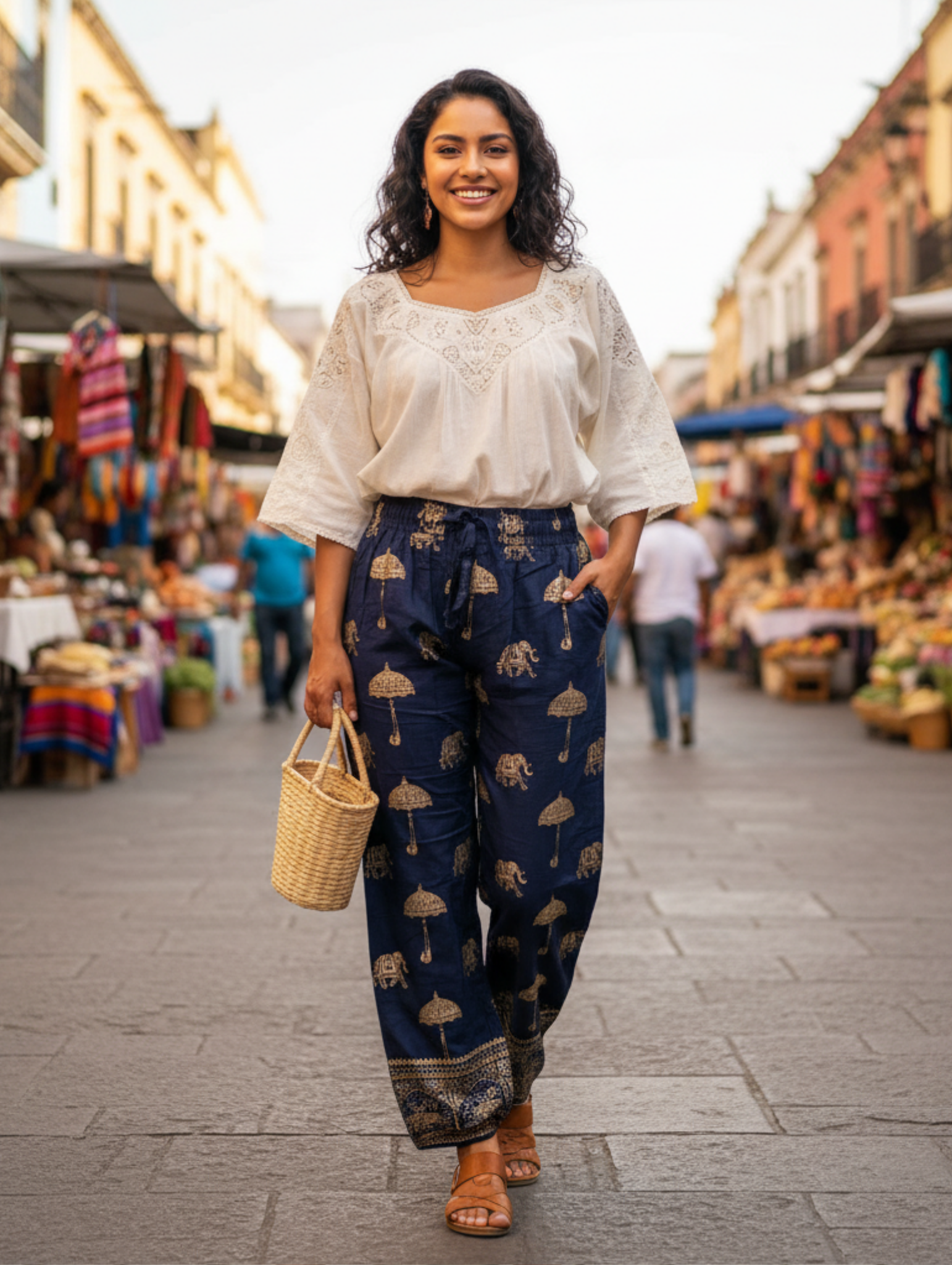 Pantalones Estampados Estilo Hindú para Dama