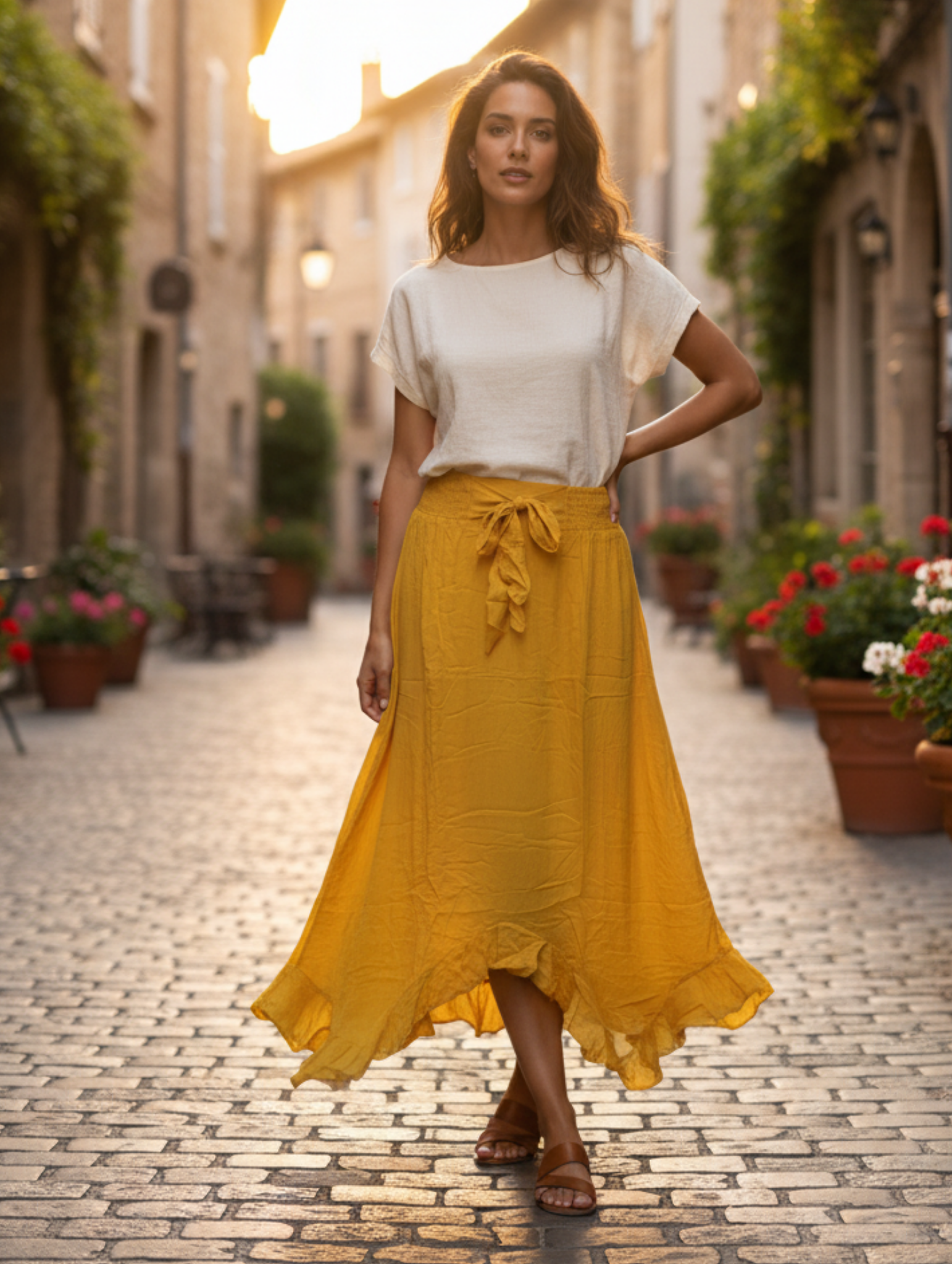 Falda Larga de Lino Paquete de 6 PCs