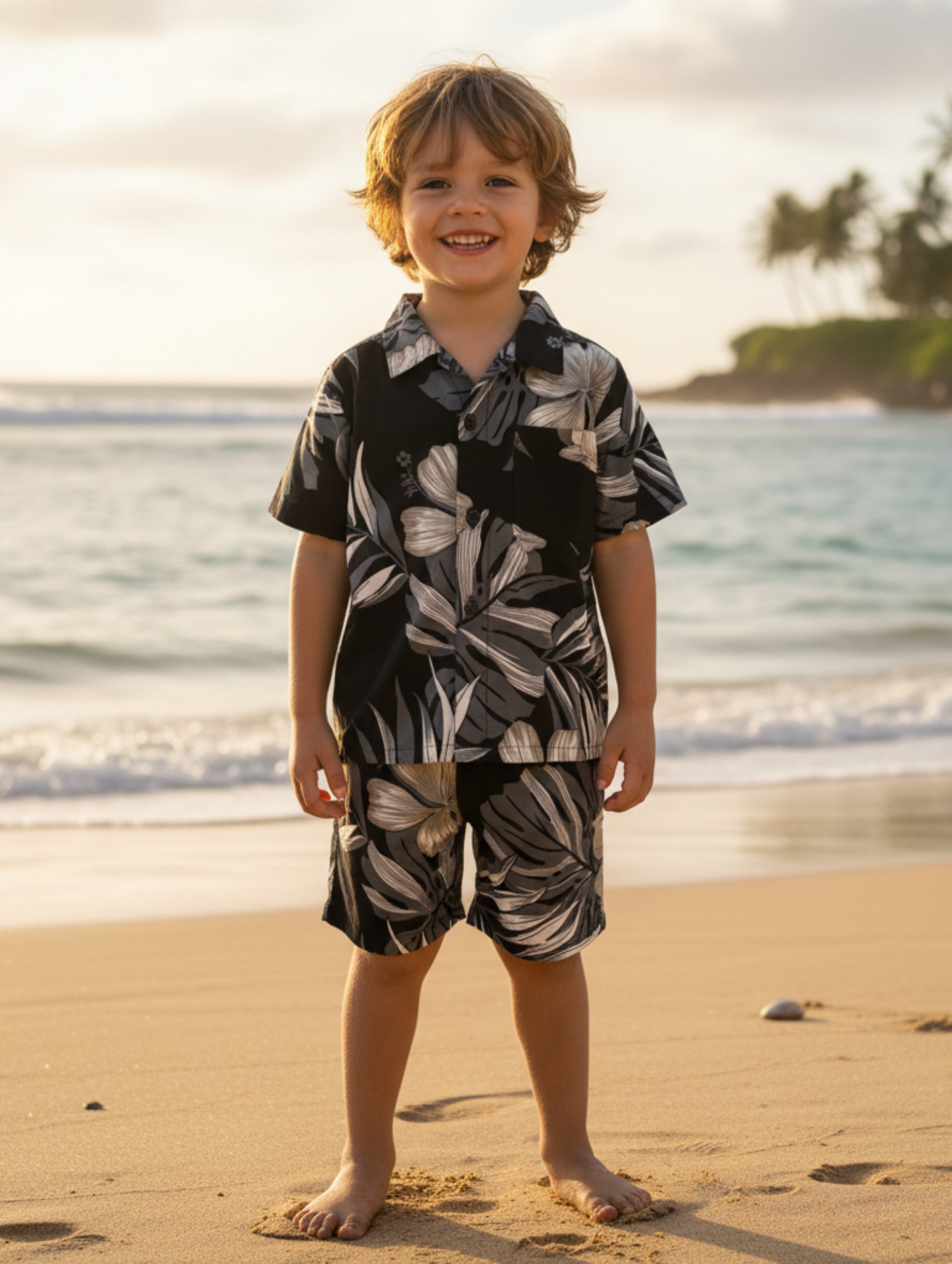 Conjunto Hawaiano de Niño: Flores Paquete de 5 pcz