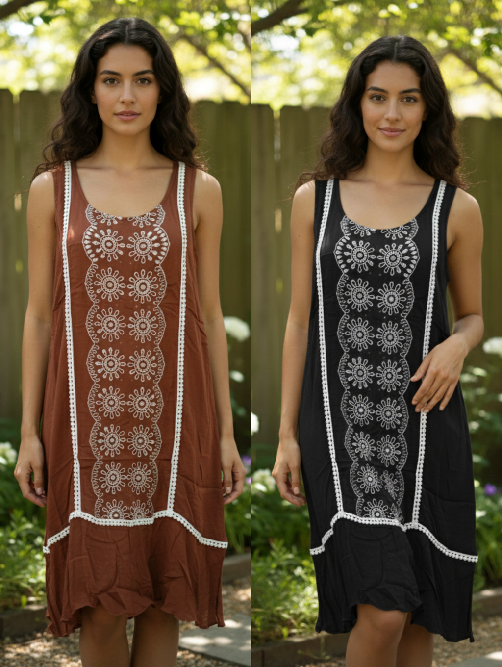 Vestido Boho-Chic con Bordado paquete de 6 PCs