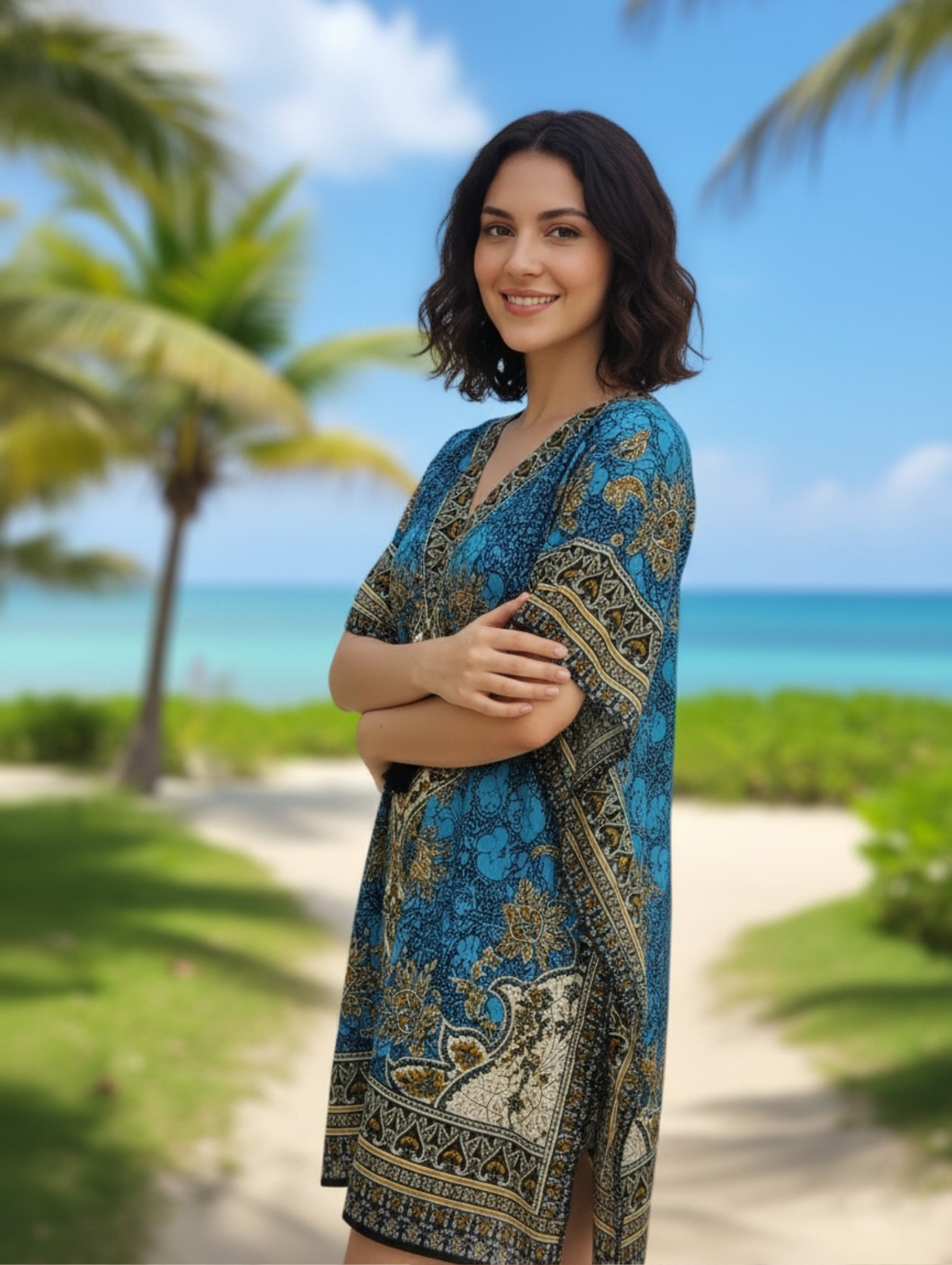 Caftán corto con Estampado Étnico paquete de 20 PCs