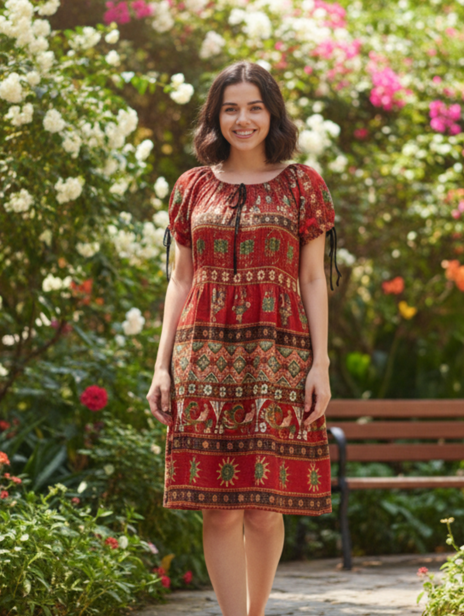 Vestido Crepe Corto Con Manga Corta