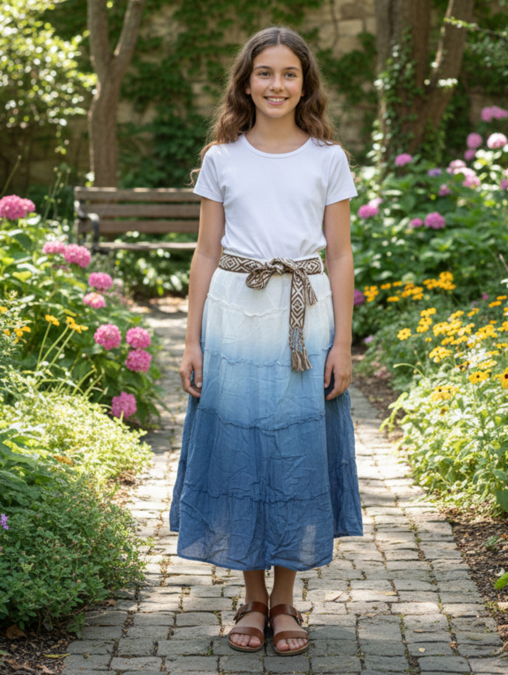 Falda Estilo Bohemio con Cinturón- Tallas Niñas Paquetes de 8 PCs