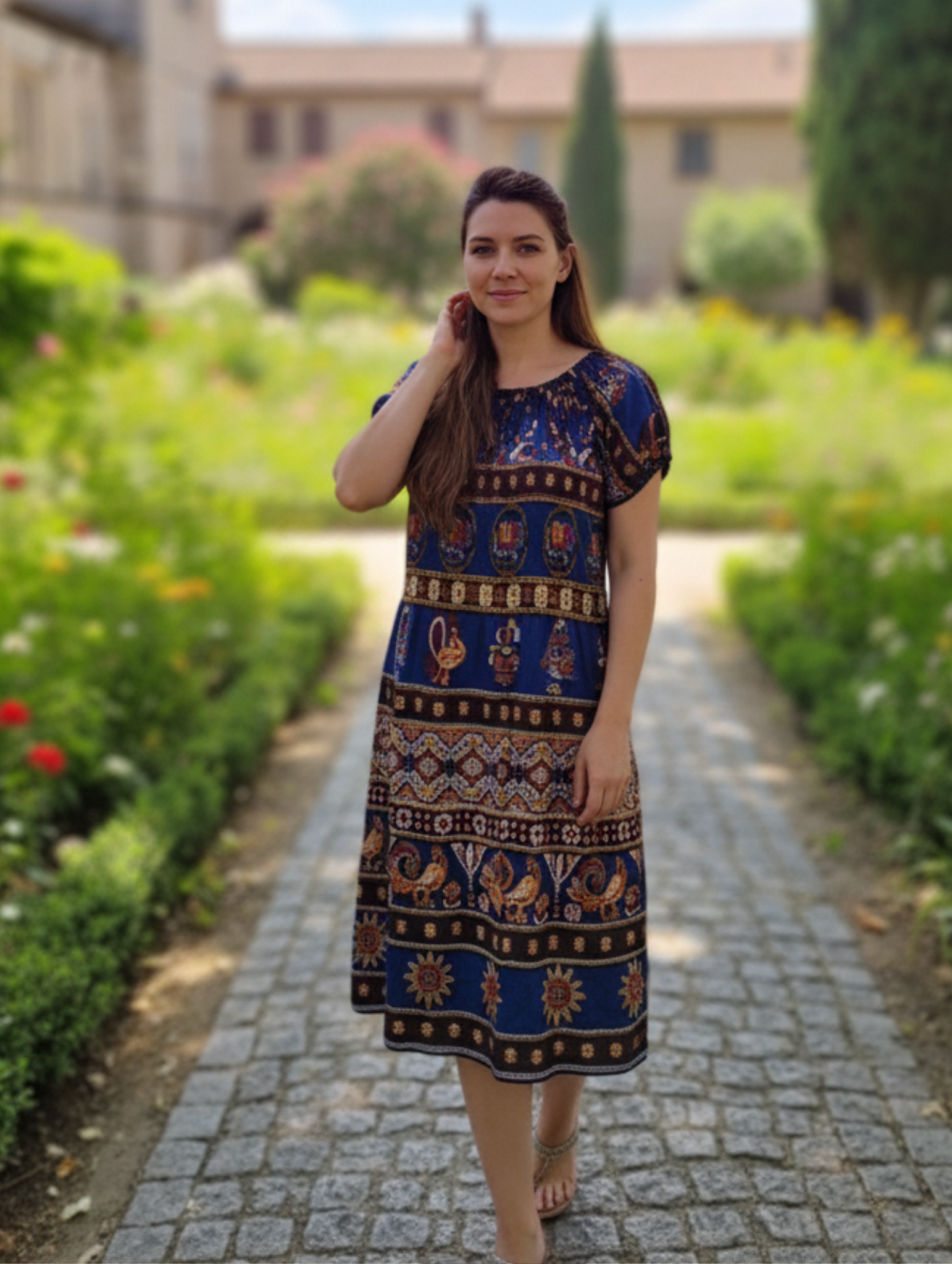 Vestido Crepe Corto Con Manga Corta