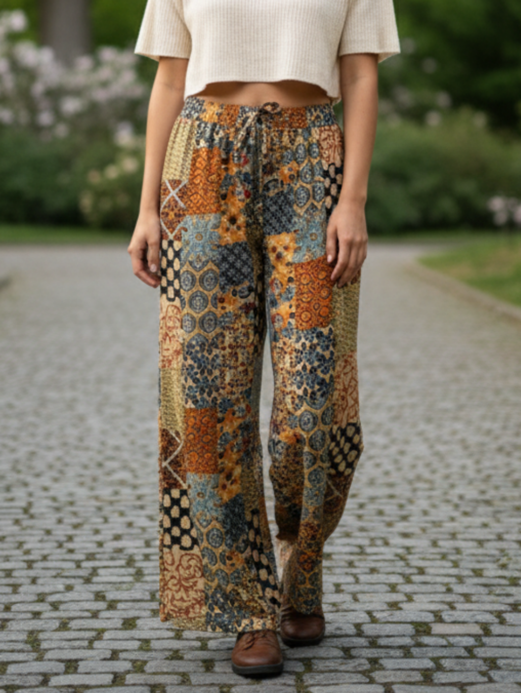 Pantalón Palazzo Étnico - Estampado Patchwork