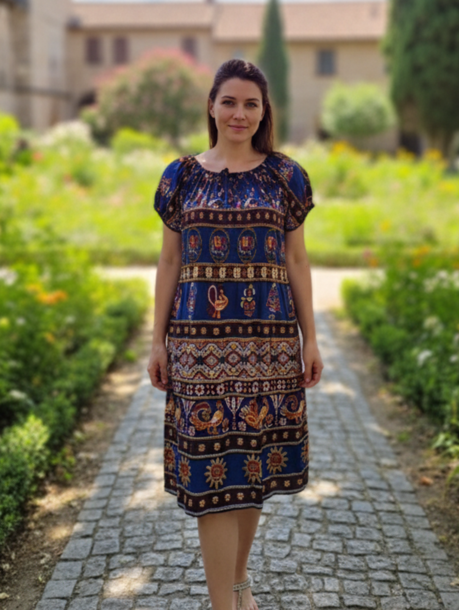 Vestido Crepe Corto Con Manga Corta