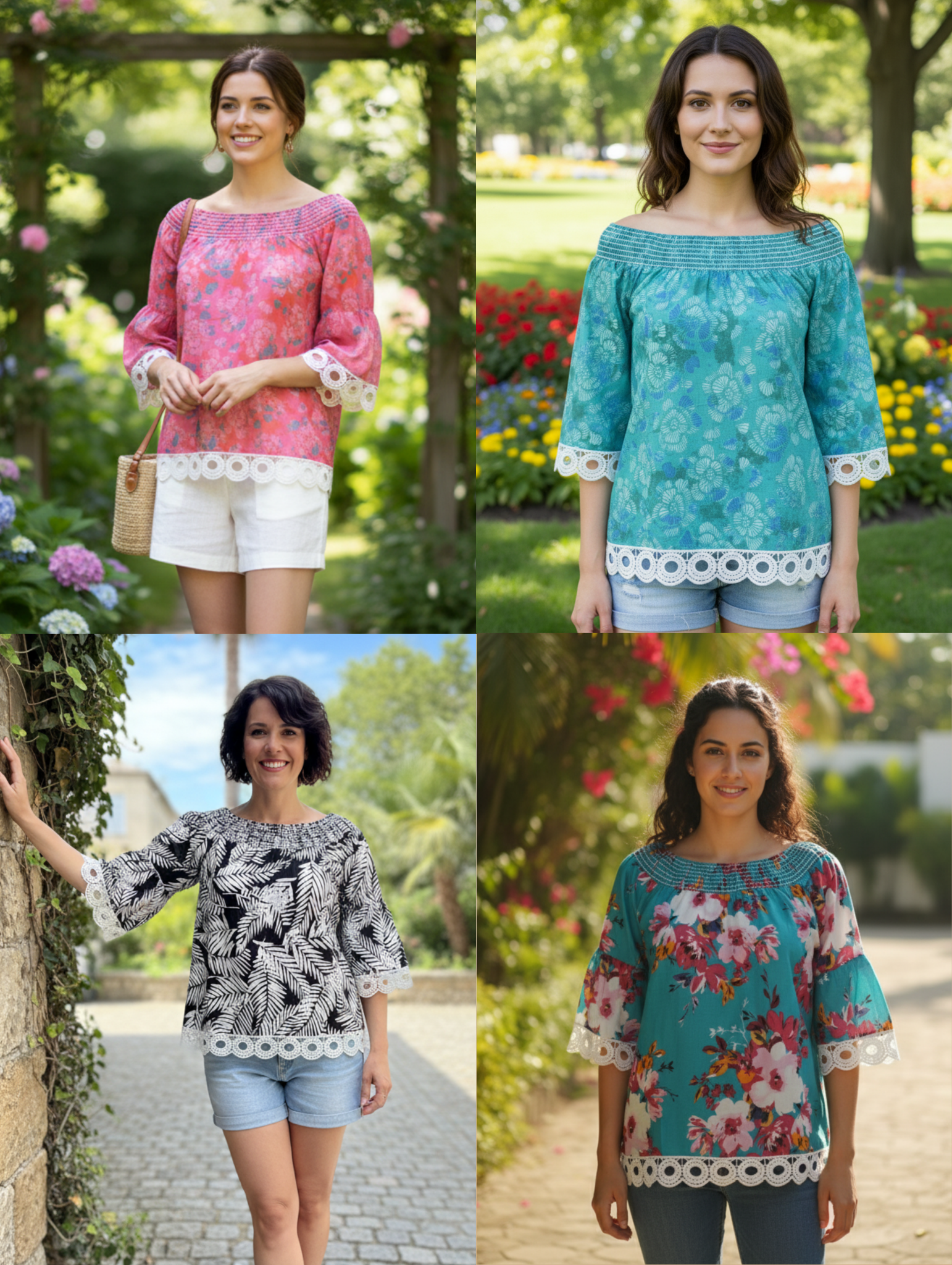 Blusa Campesino 'Exotic Breeze' Paquete de 12 PCs