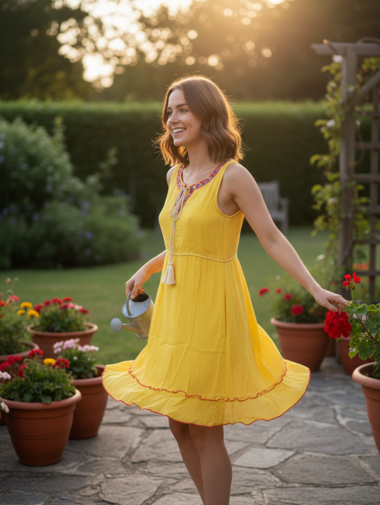 Vestido Corto Casual con Bordado Étnico