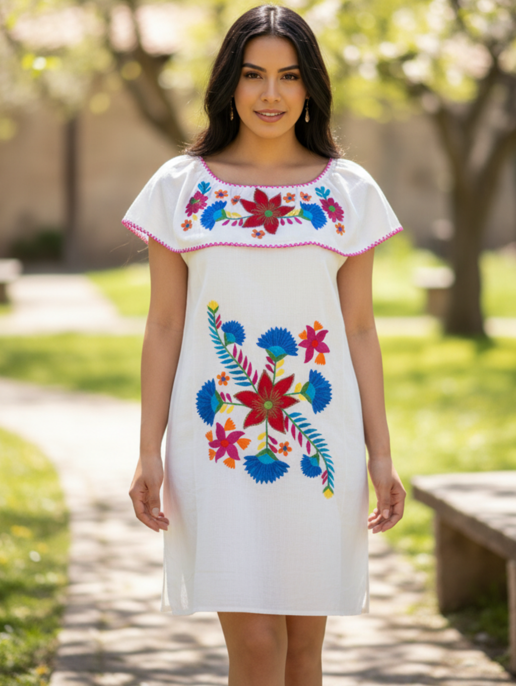 Vestido Campesino con Bordado Floral Exclusivo Paquete de 10 PCs