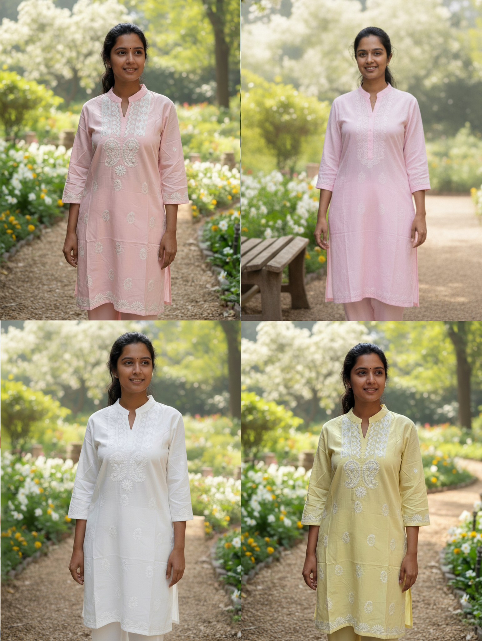 Blusa largo Chikankari paquete de 12 PCs