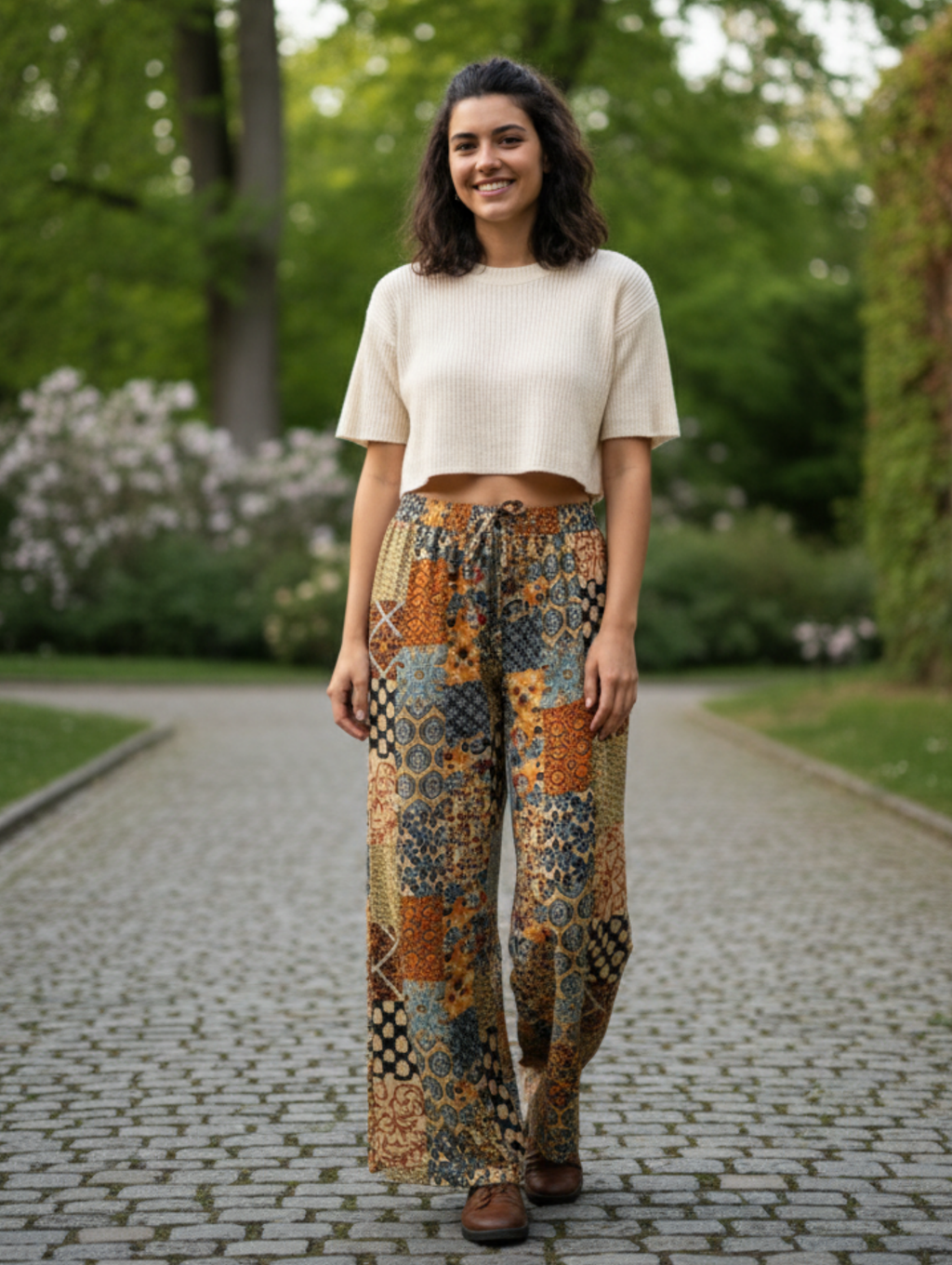 Pantalón Palazzo Étnico - Estampado Patchwork