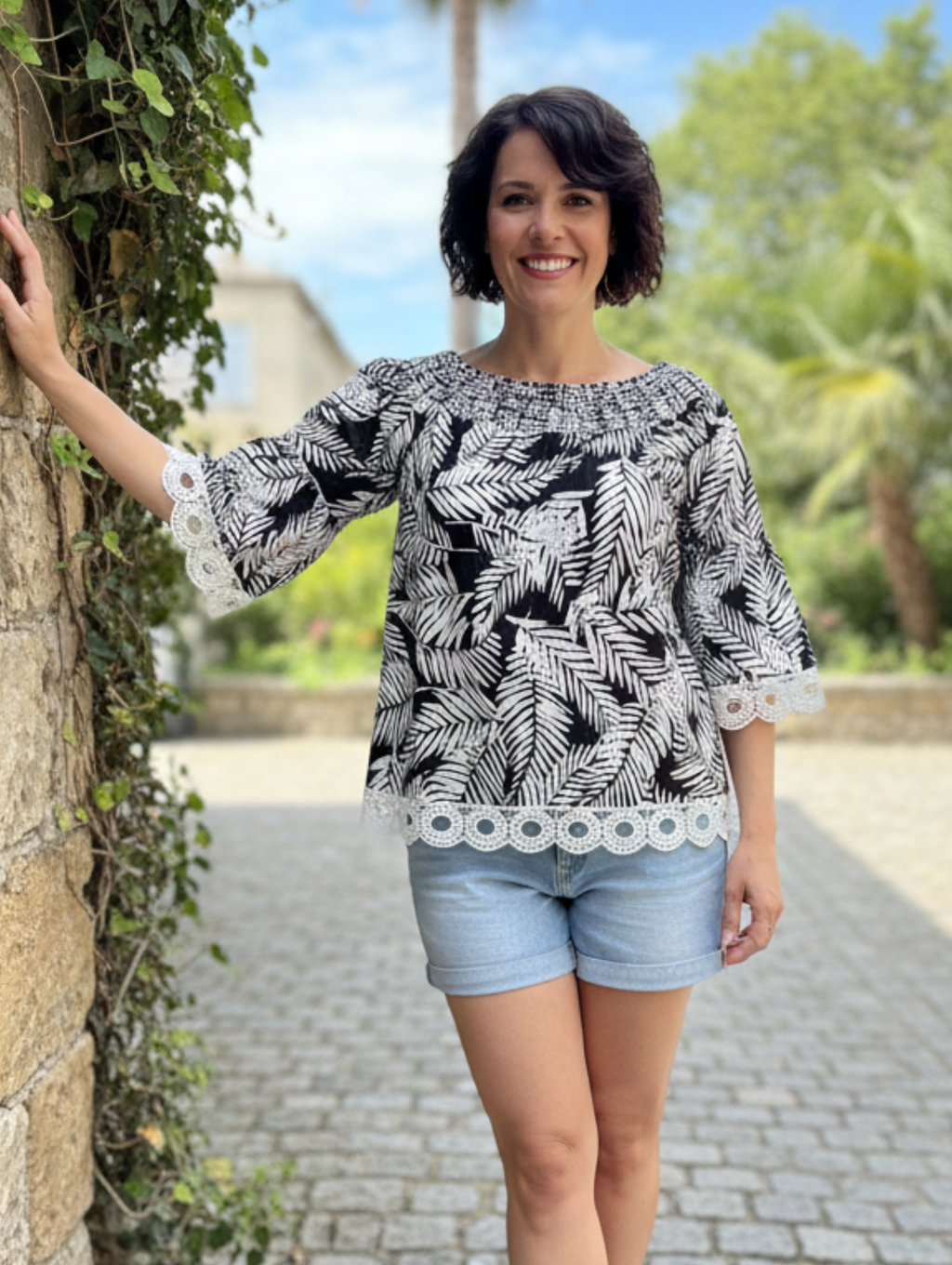 Blusa Campesino 'Exotic Breeze': Estampado Tropical