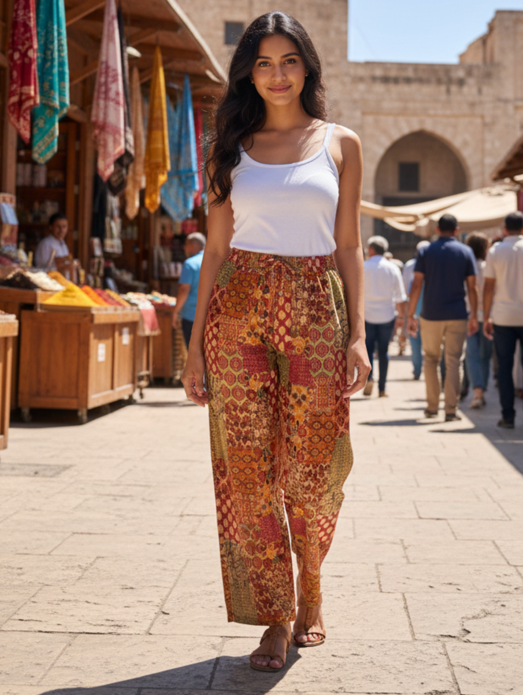 Pantalón Palazzo Étnico - Estampado Patchwork