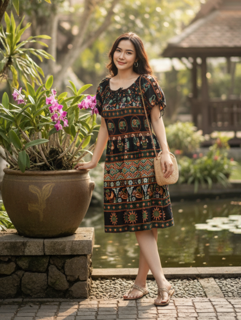 Vestido Crepe Corto Con Manga Corta