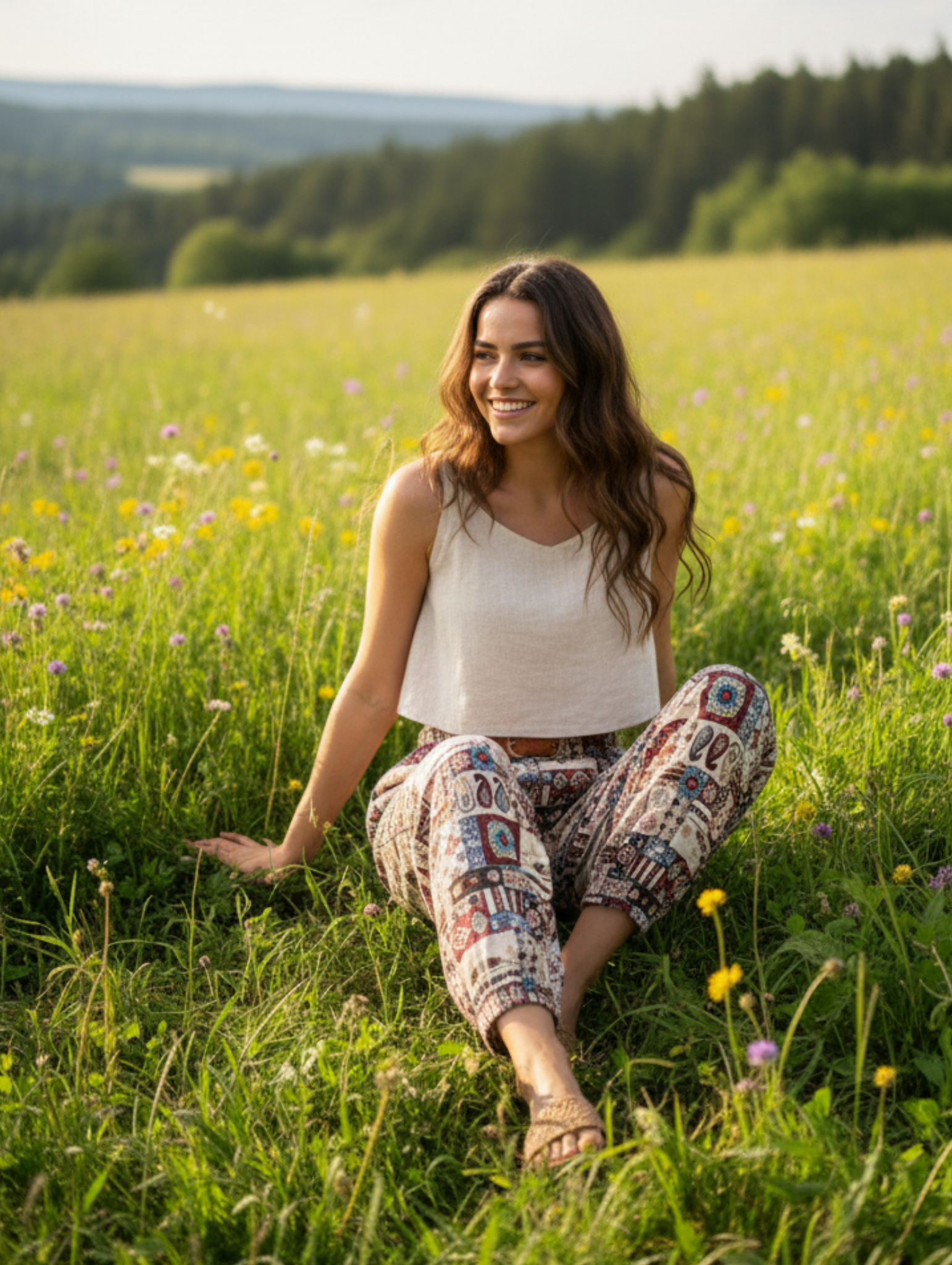 Pantalón Palazzo Étnico - Estampado Patchwork