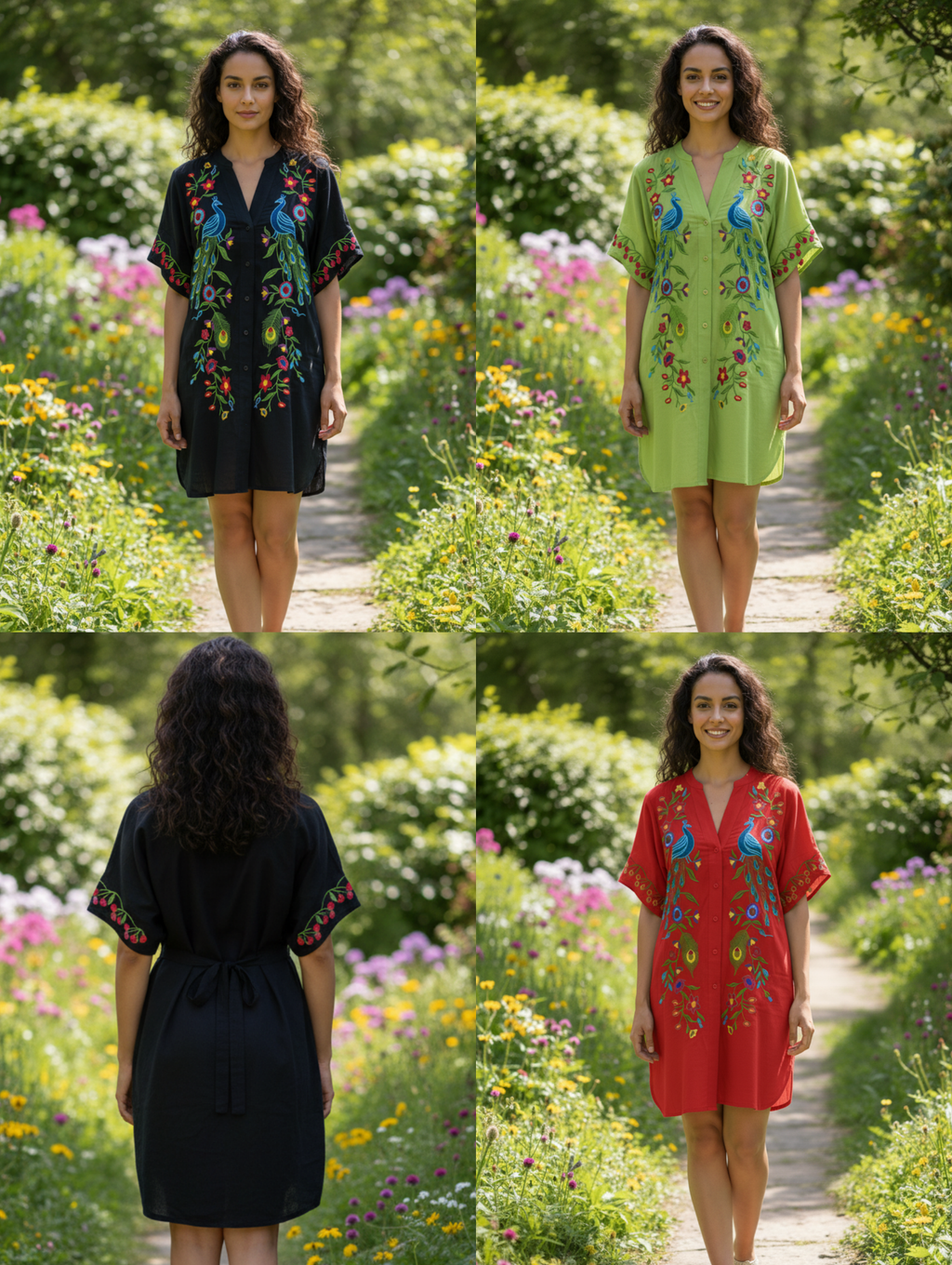 Blusa Bordado de Floral y Pavo paquete de 12 PCs