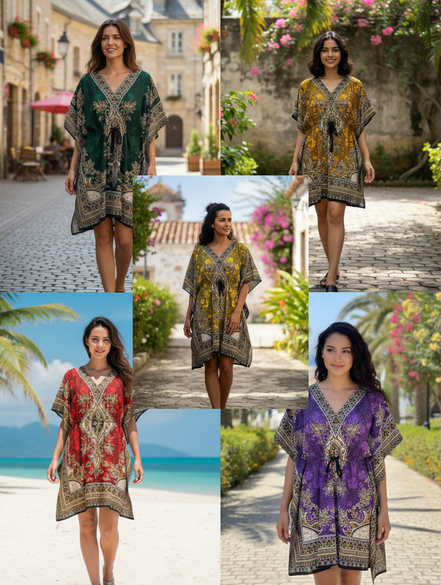 Caftán corto con Estampado Étnico paquete de 20 PCs