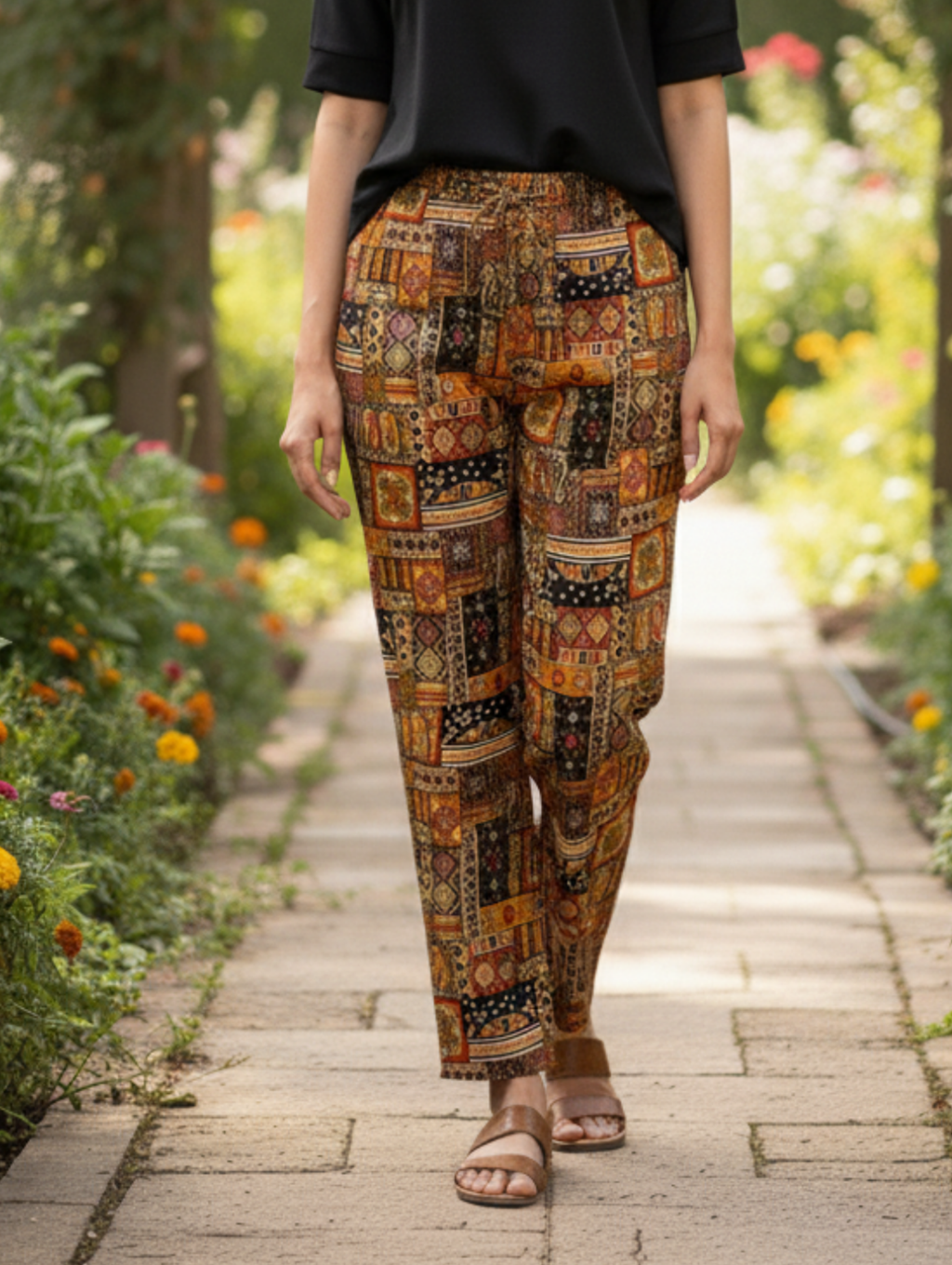 Pantalón Palazzo Étnico - Estampado Patchwork