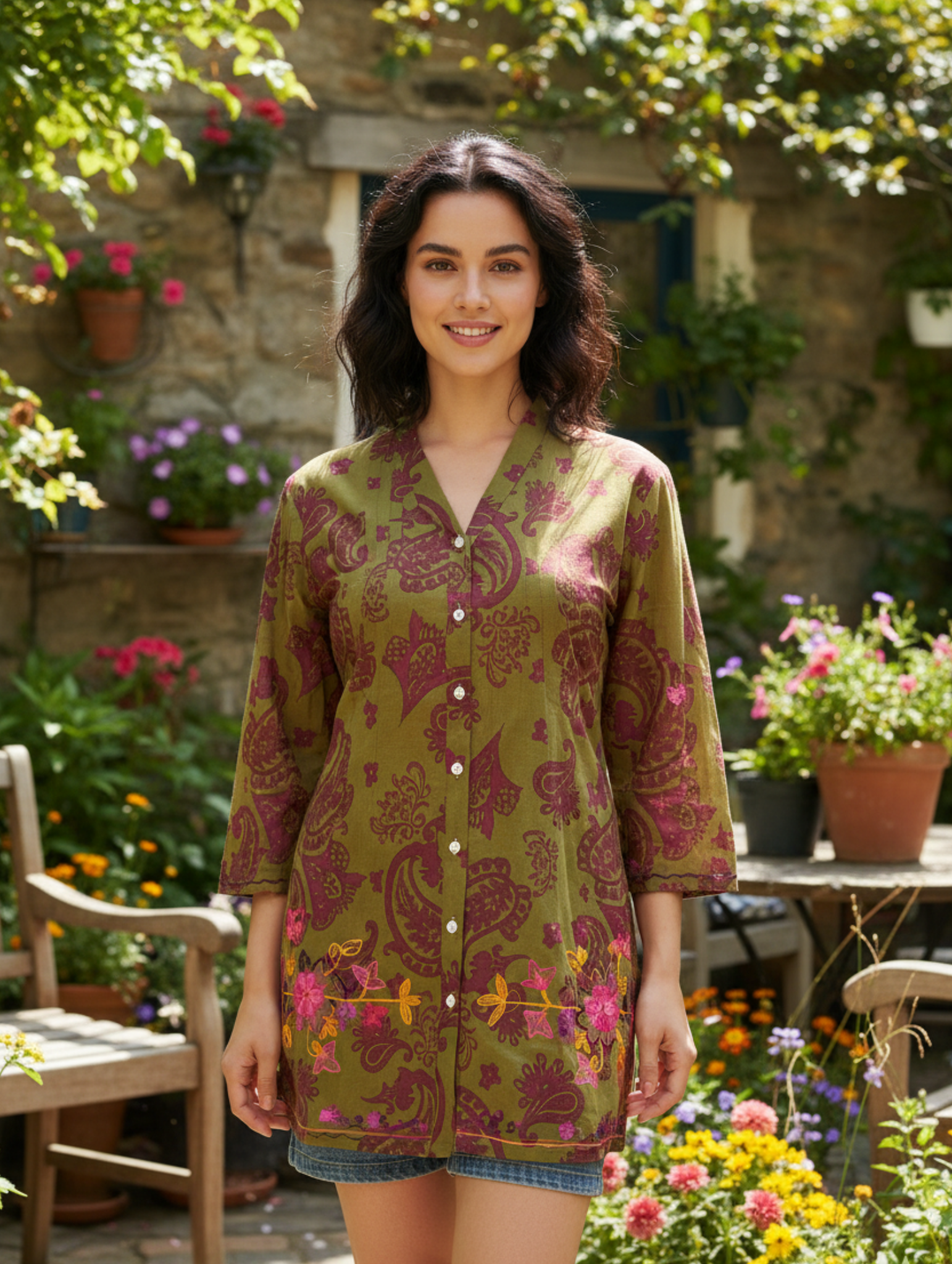 Blusa Estampada de Algodón – Estilo Bohéme y Floral