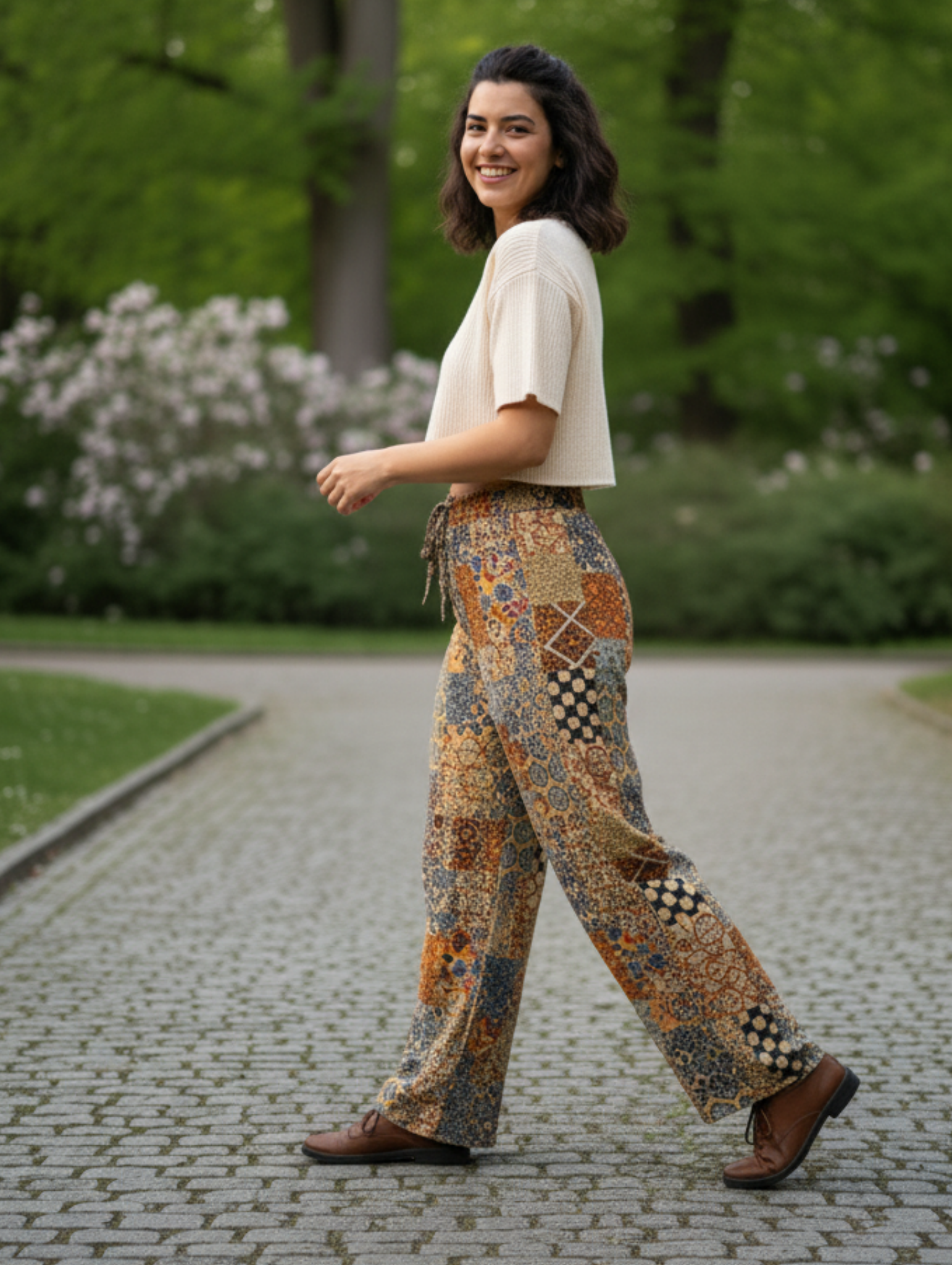 Pantalón Palazzo Étnico - Estampado Patchwork