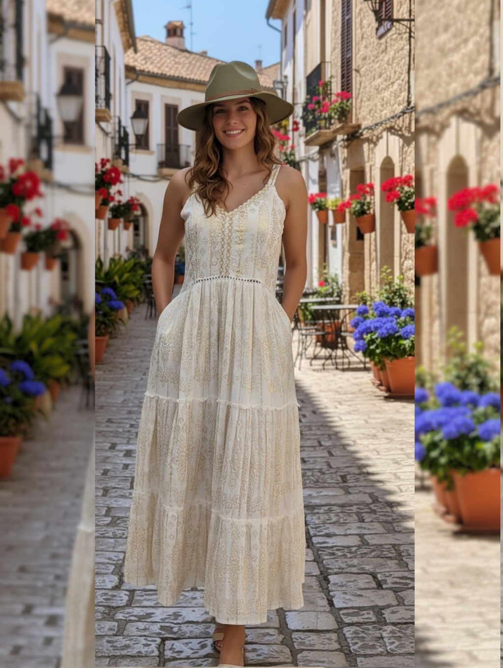 Vestido Largo "Luz de Estilo con Estampado dorado