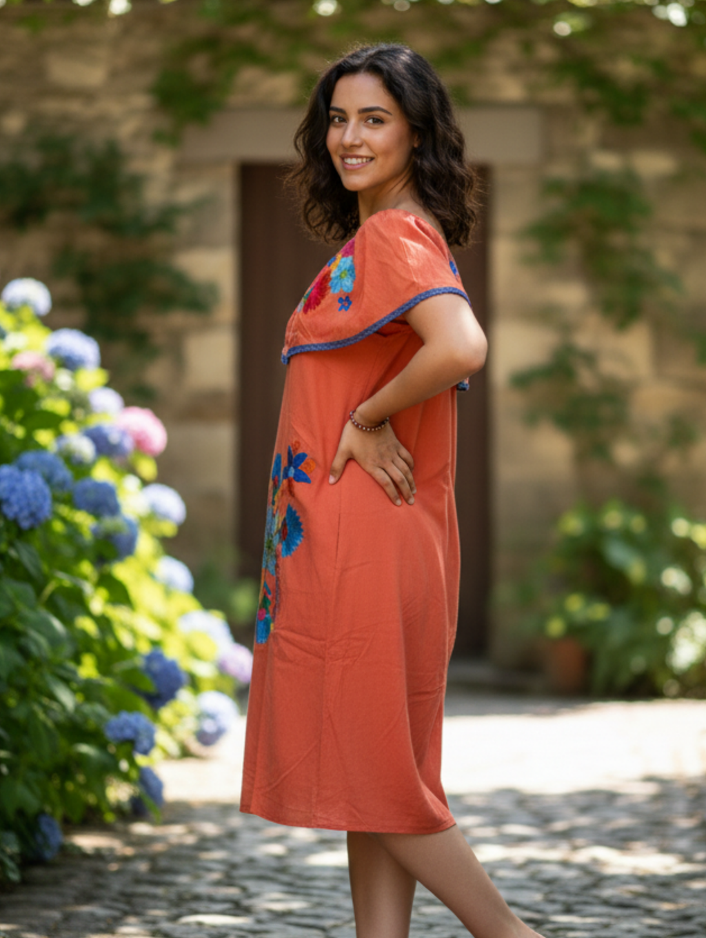 Vestido Campesino con Bordado Floral Exclusivo Paquete de 10 PCs