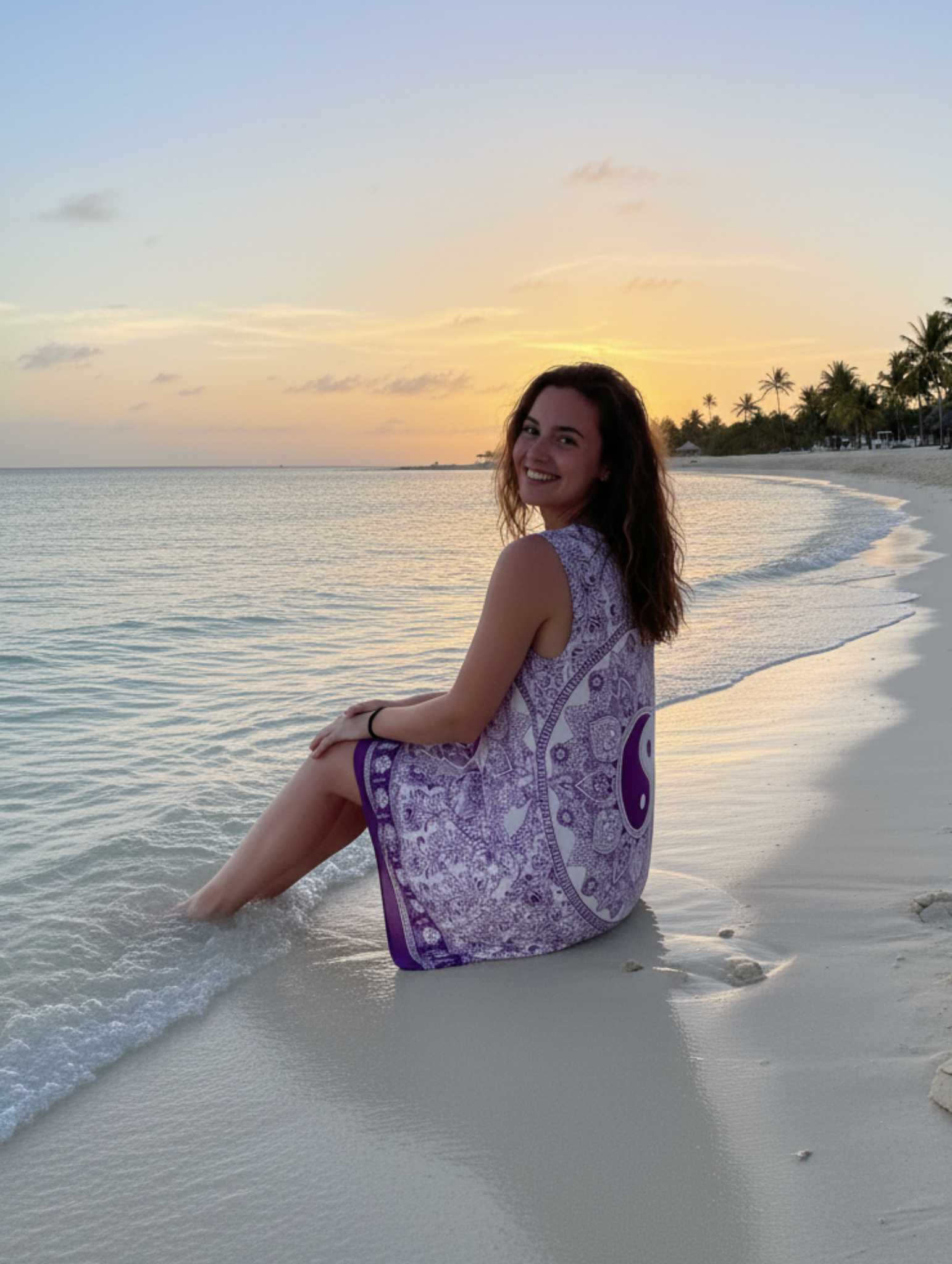 Vestido Playero Estampado Yin y Yang