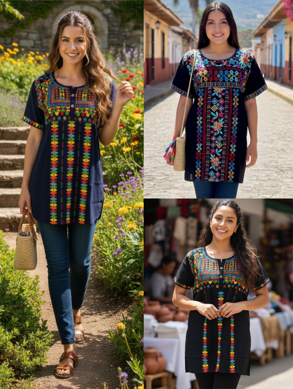 Blusas manga corta con bordado Paquete de 12 PCs