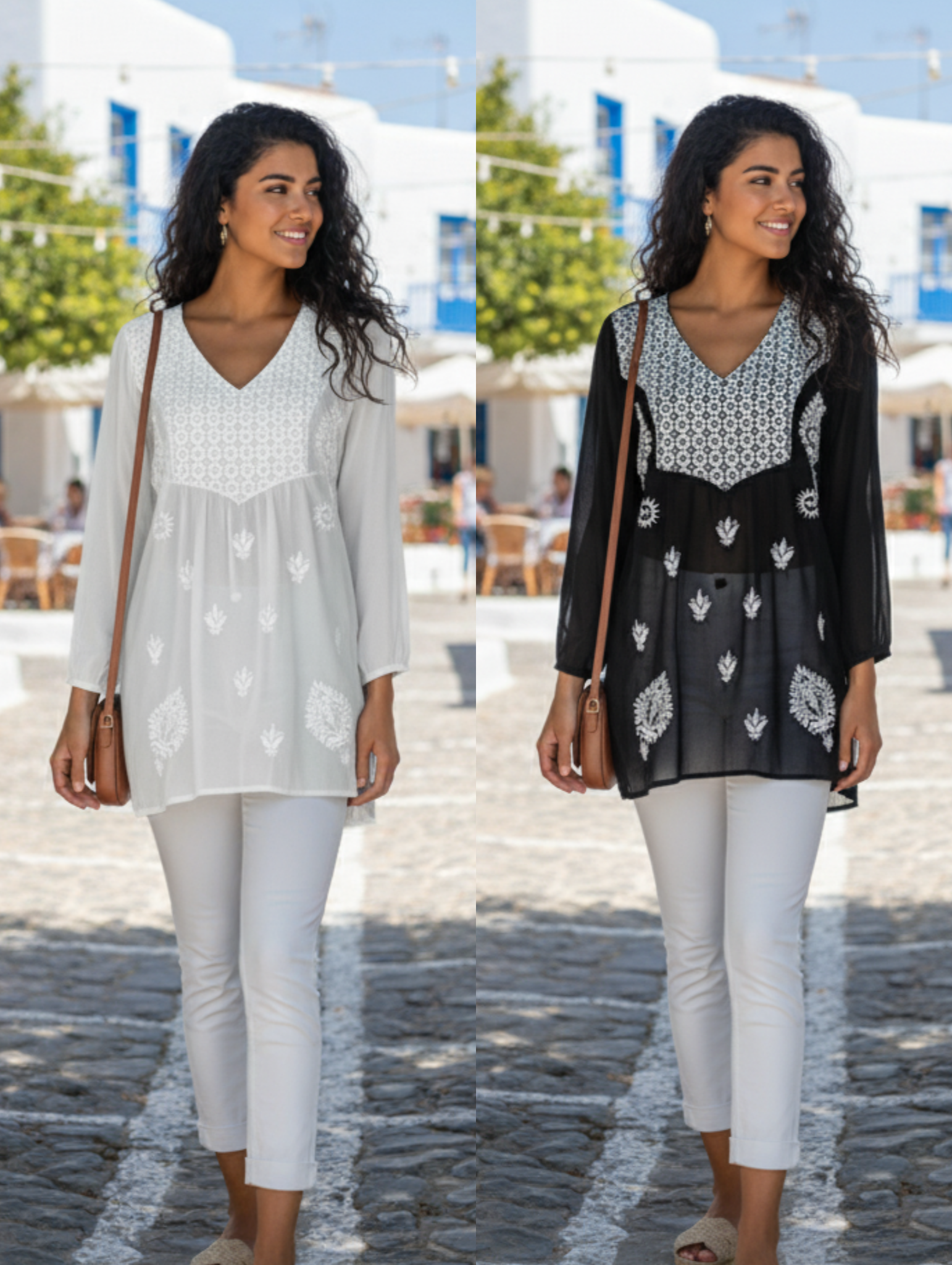 Blusa transpirable con bordado paquete de 8 PCs