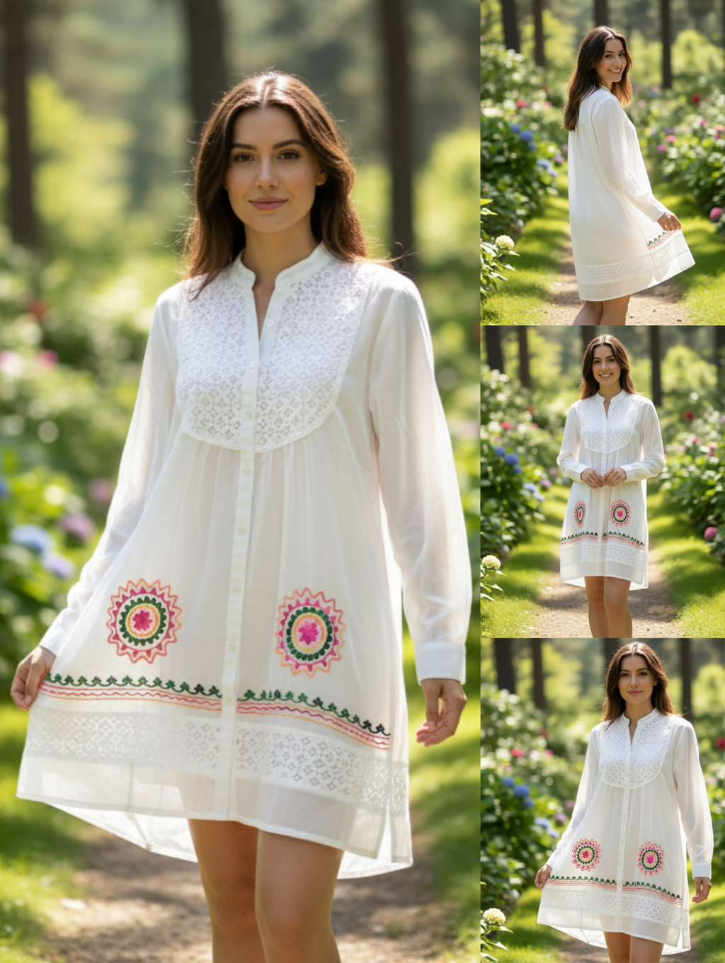 Vestido Bordado de Algodón Transpirable Paquete de 6 PCs