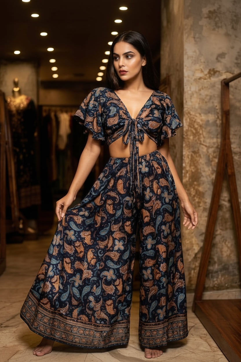 Conjunto Top y pantalón de seda