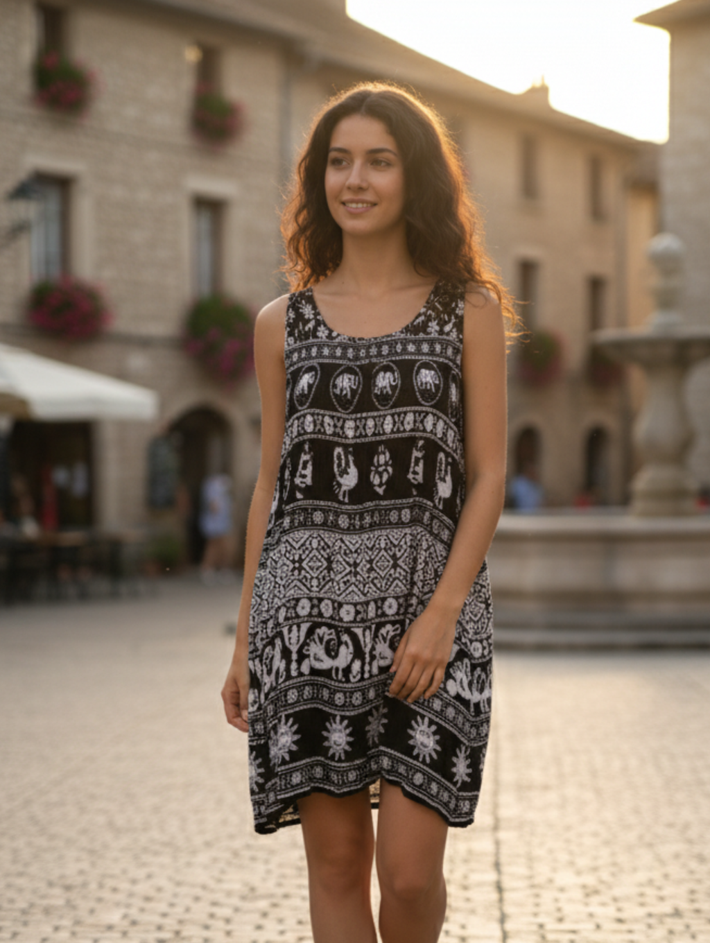 Vestido Crepe Corto Sin Manga