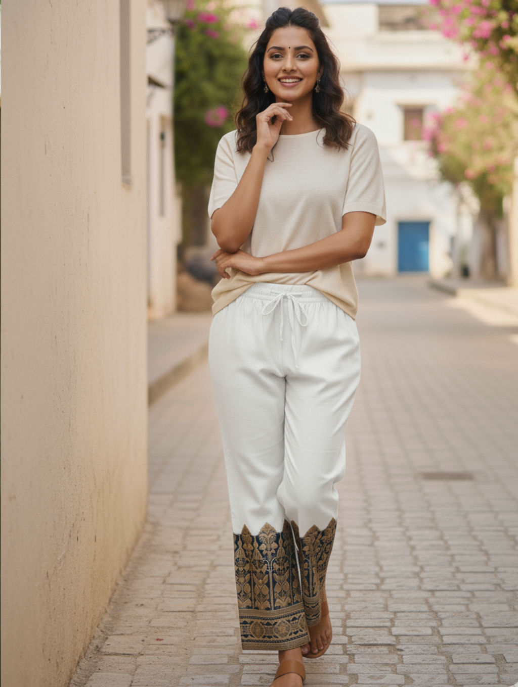 Pantalón Palazzo Étnico Esmeralda - Estilo y Confort Bordado