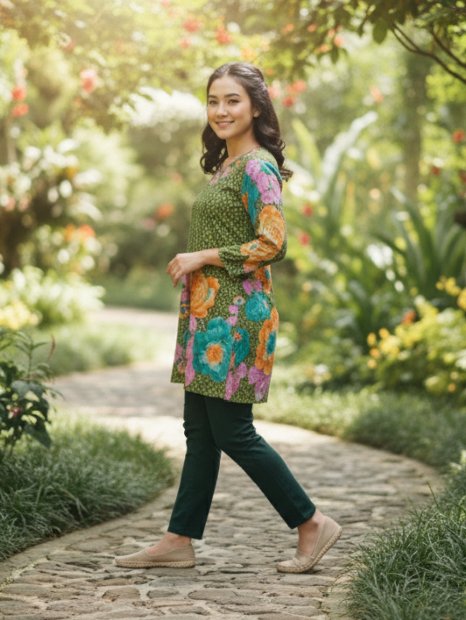 Blusa Túnica Estampada con Diseño Floral