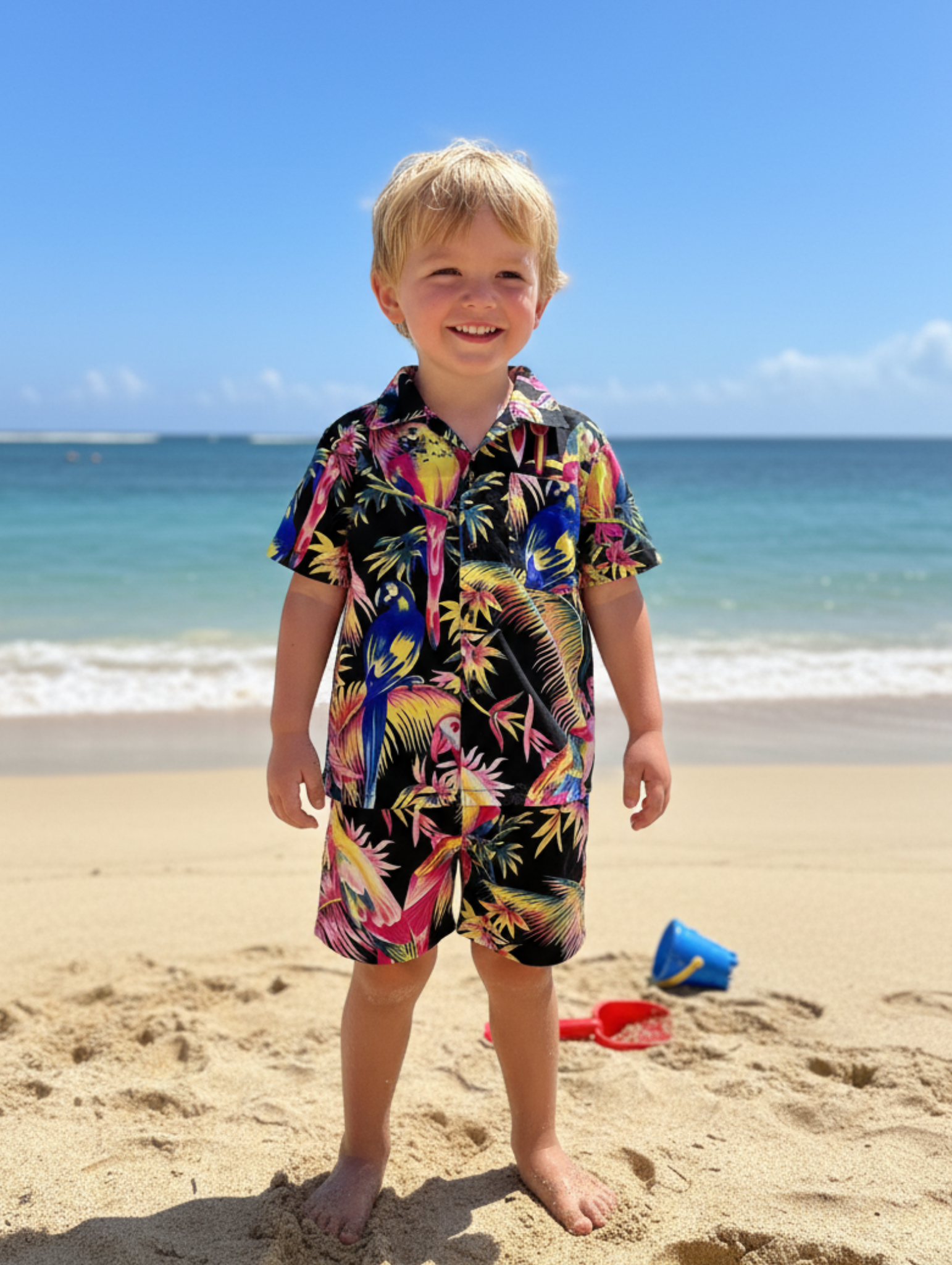 Conjunto Hawaiano de Niño: Guacamaya Paquete de 5 pcz