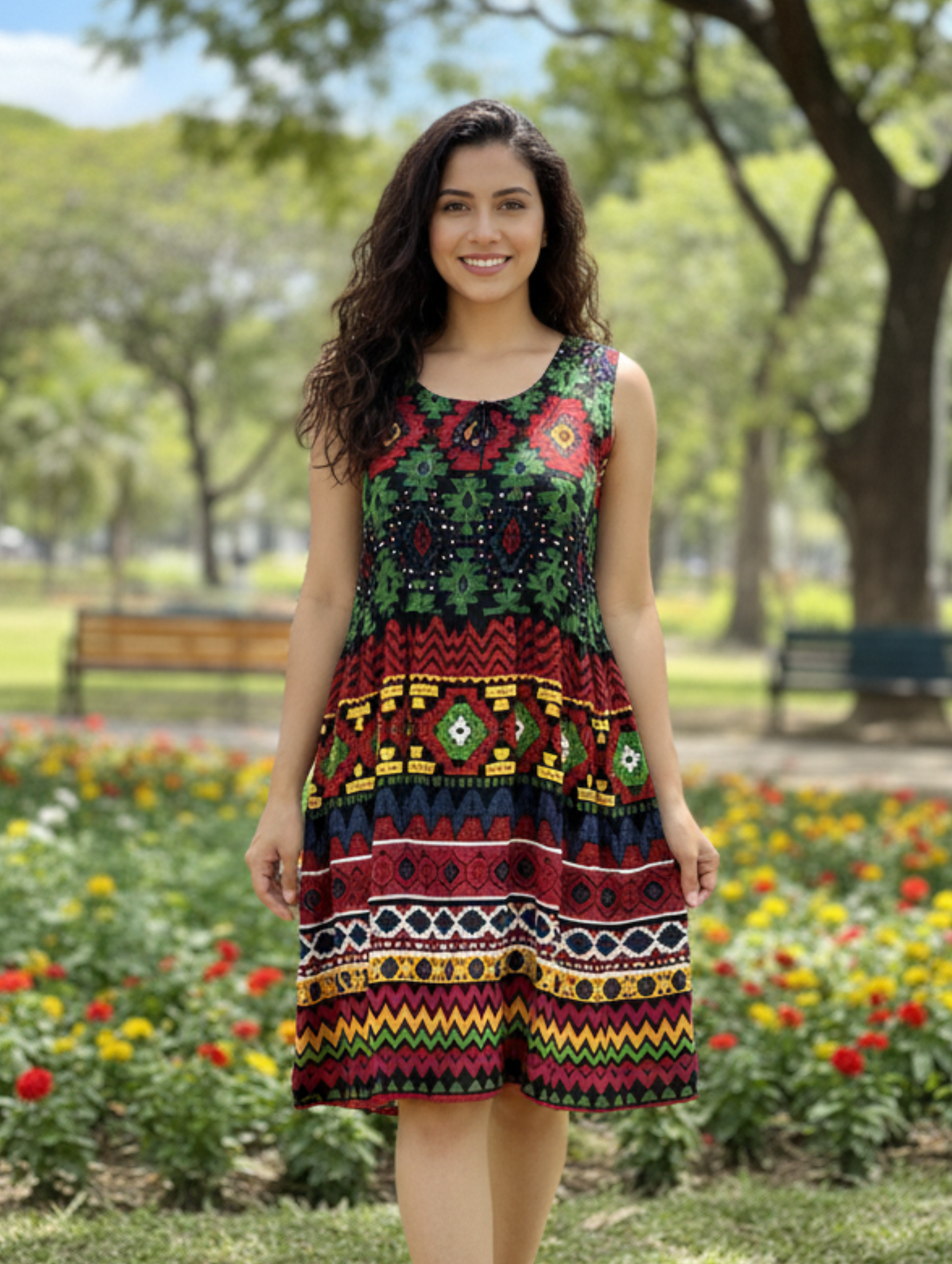 Vestido Crepe Corto Sin Manga