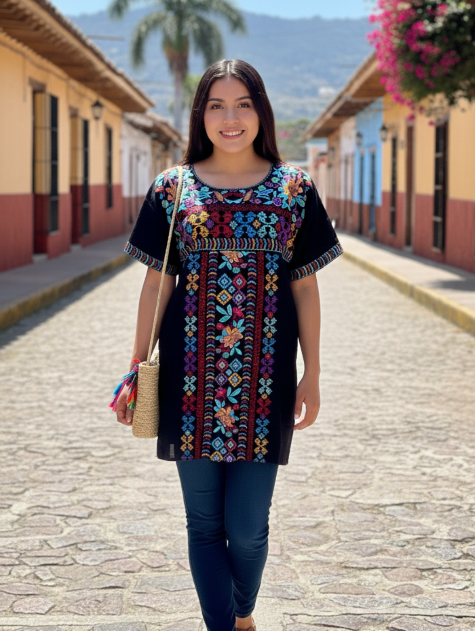 Blusas manga corta con bordado